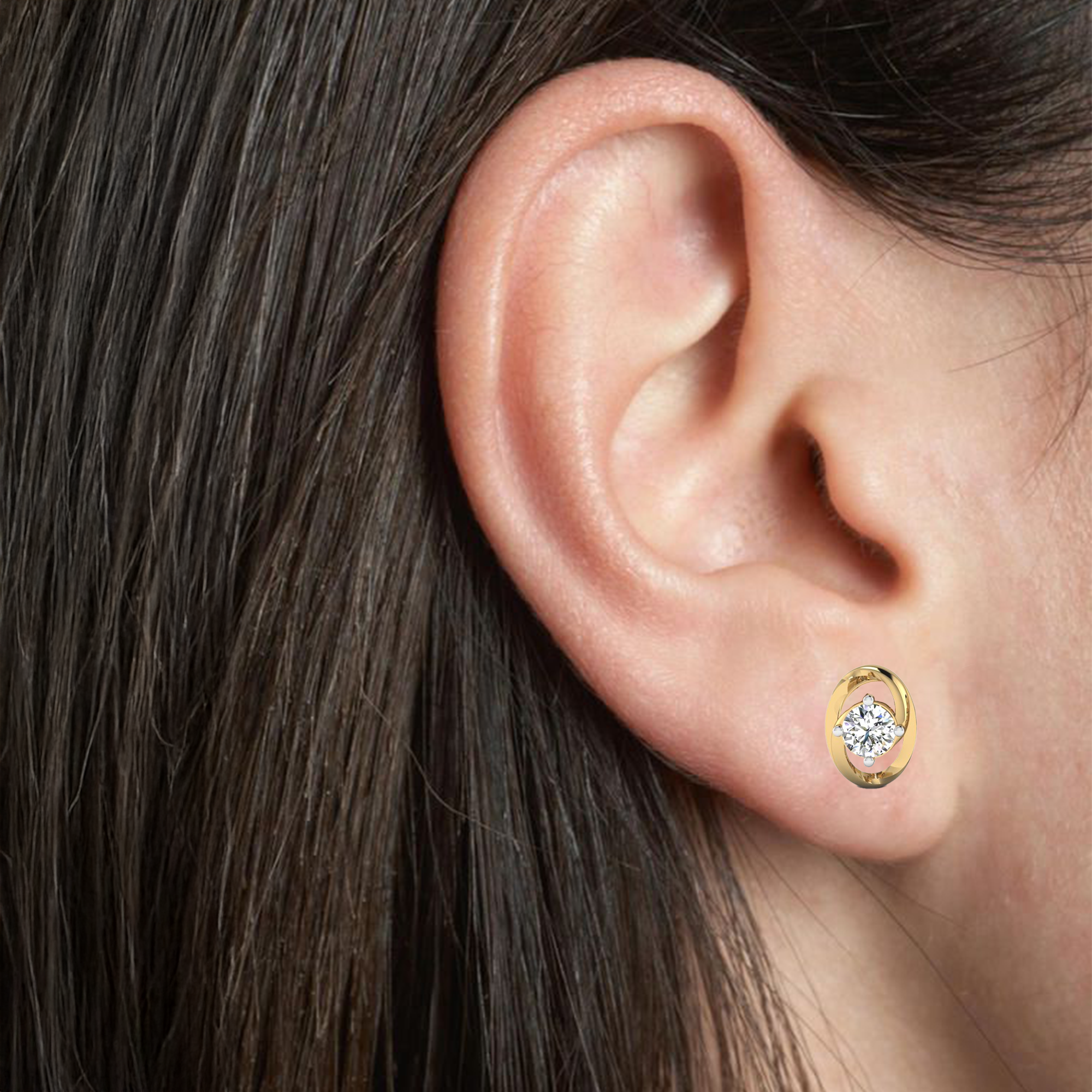 Swirling Diamond Stud Earrings