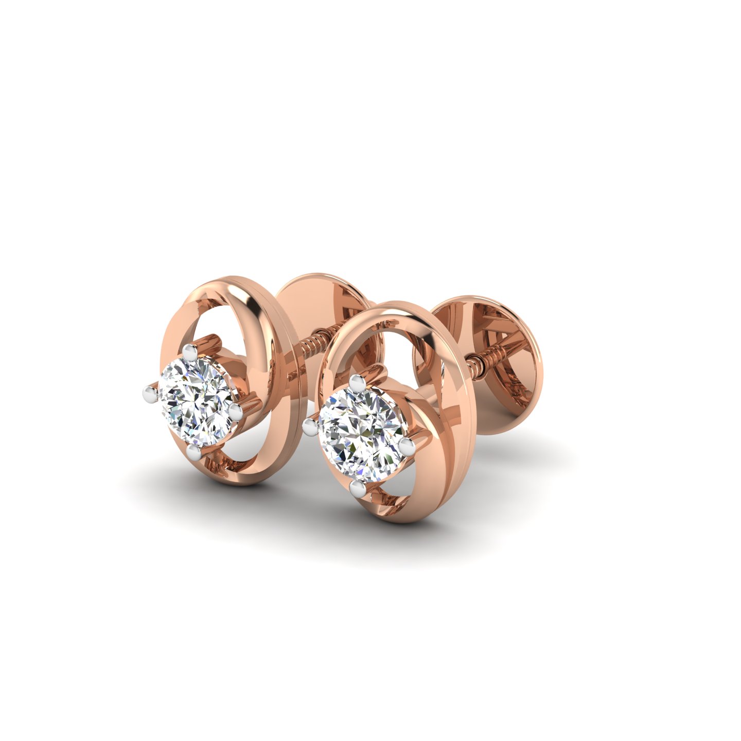 Swirling Diamond Stud Earrings