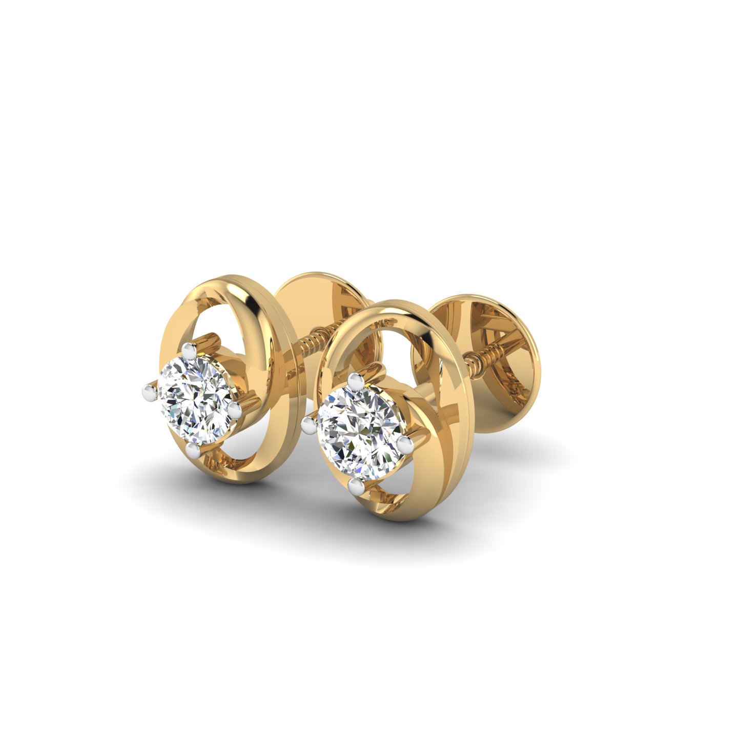 Swirling Diamond Stud Earrings