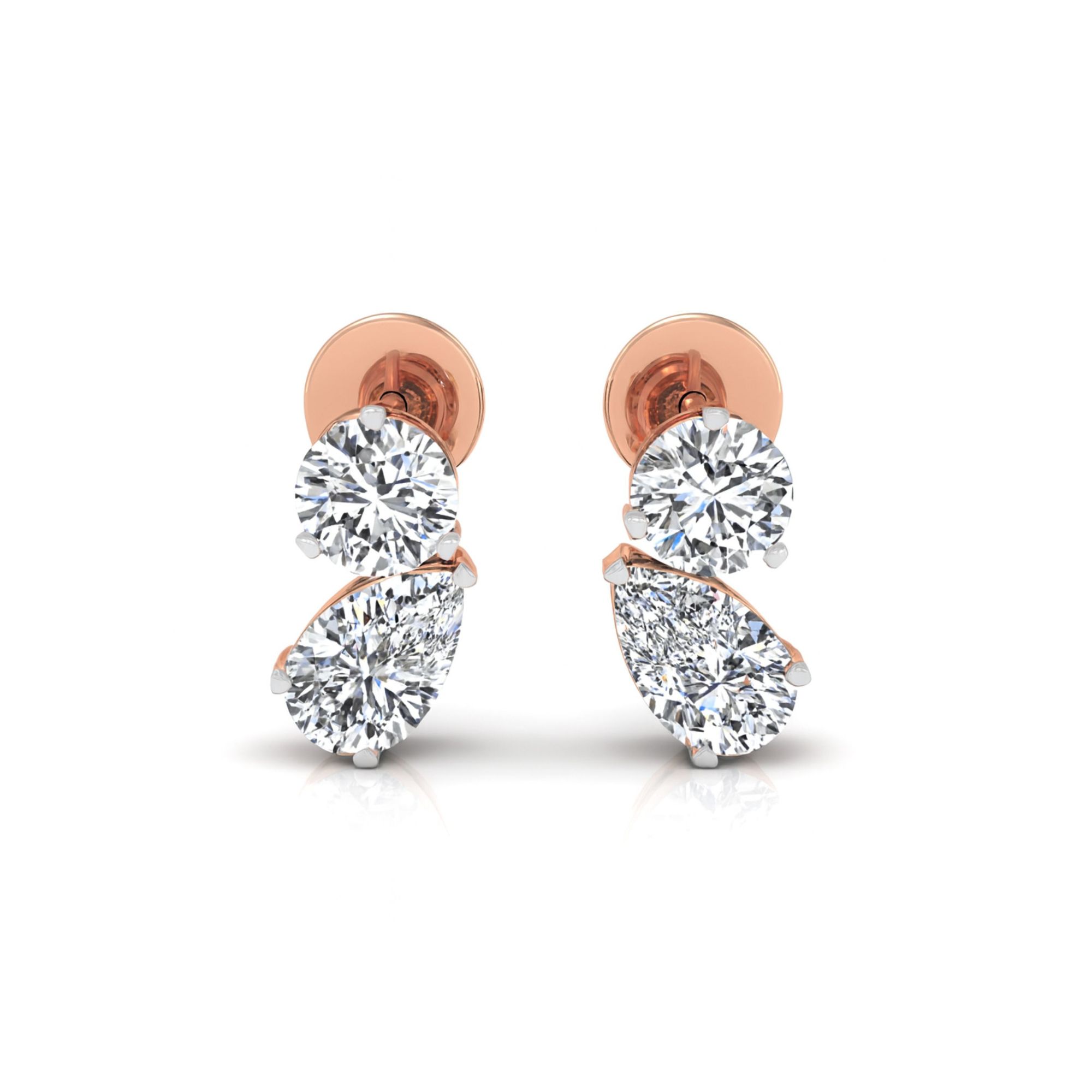 Toi-Et-Moi Pear & Round Solitaire Earrings