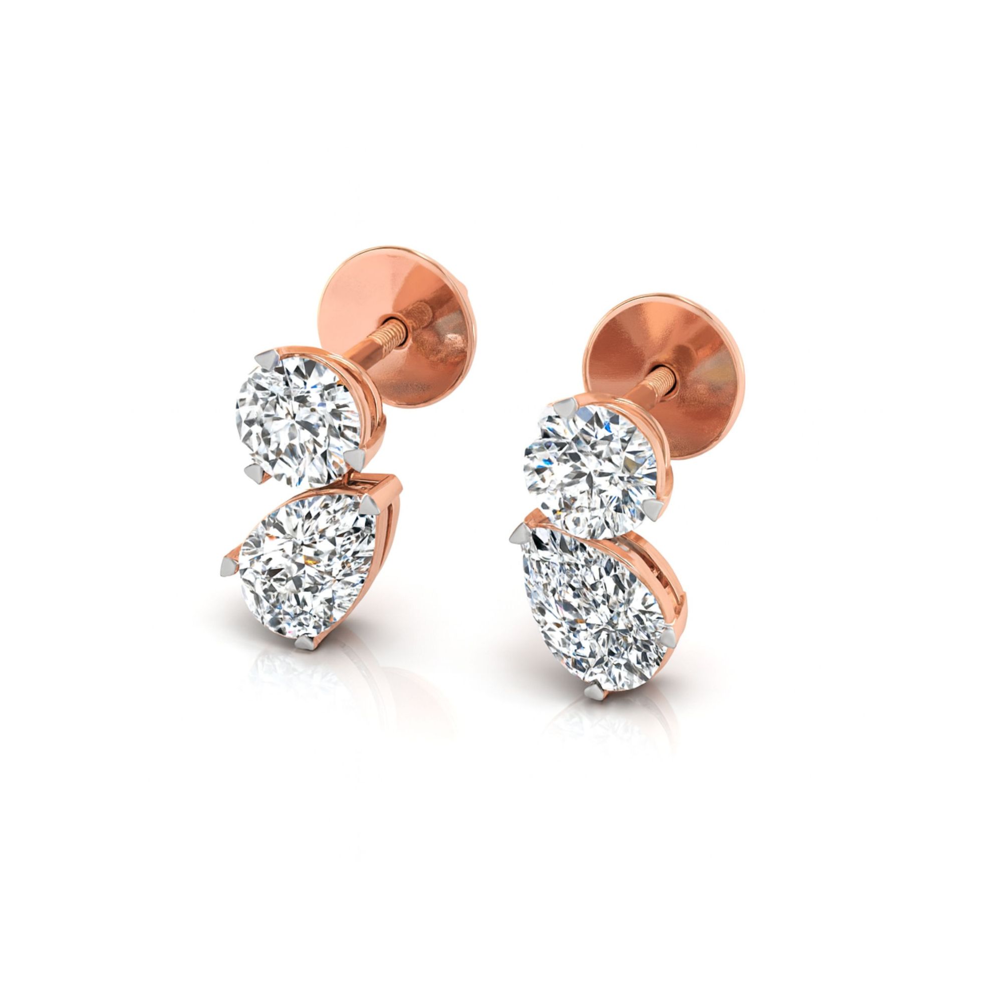 Toi-Et-Moi Pear & Round Solitaire Earrings