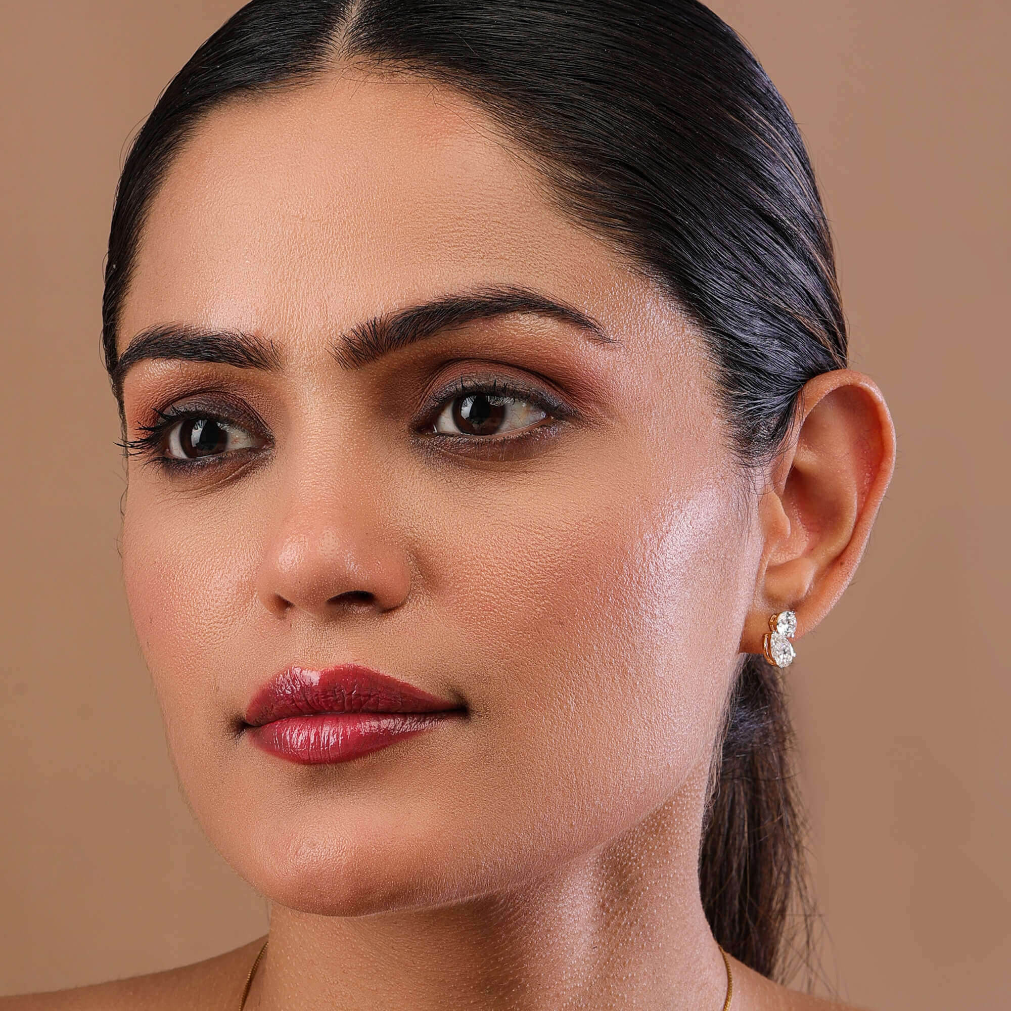 Toi-Et-Moi Pear & Round Solitaire Earrings