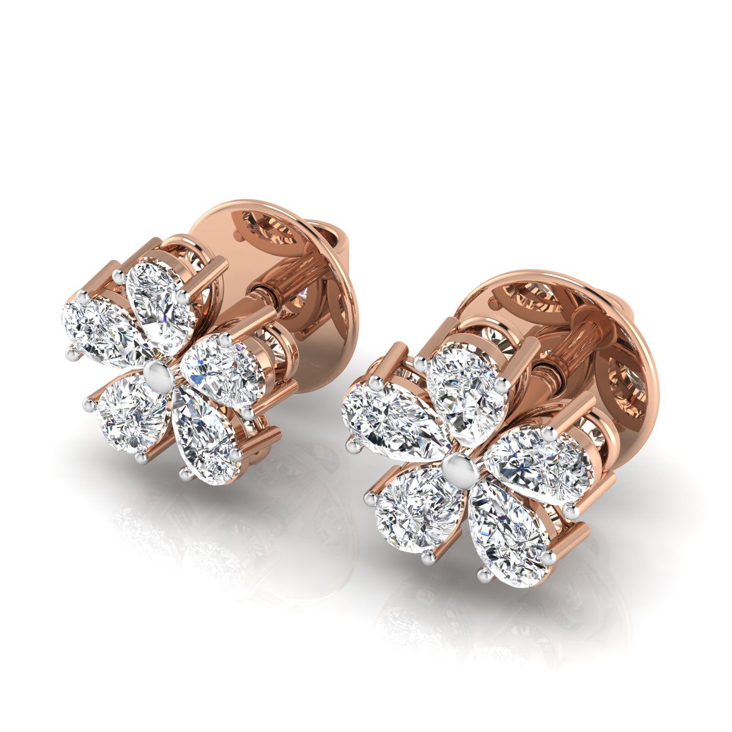 Floral Pear Stud Earrings