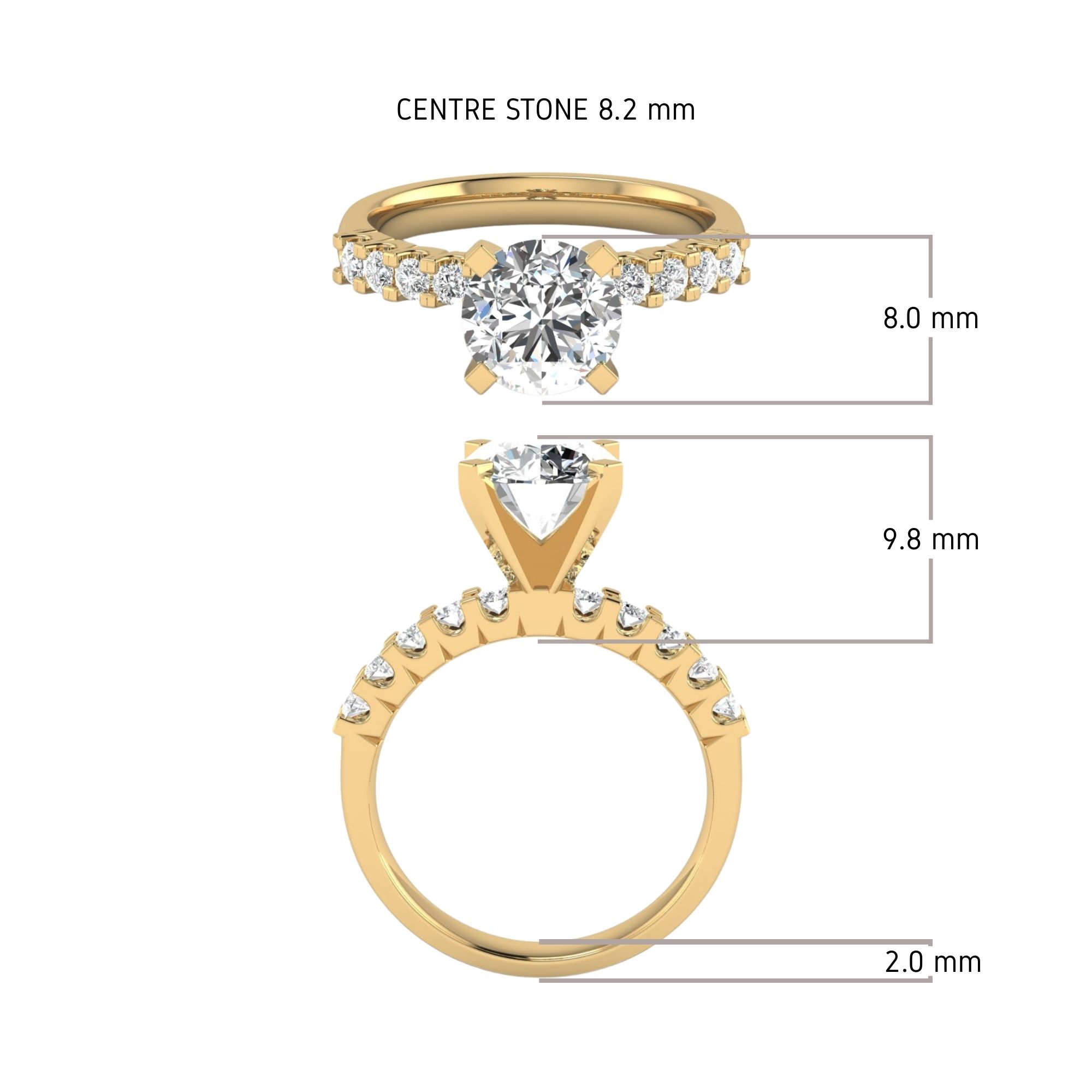 Luxe Shared Prong Side Stone Ring