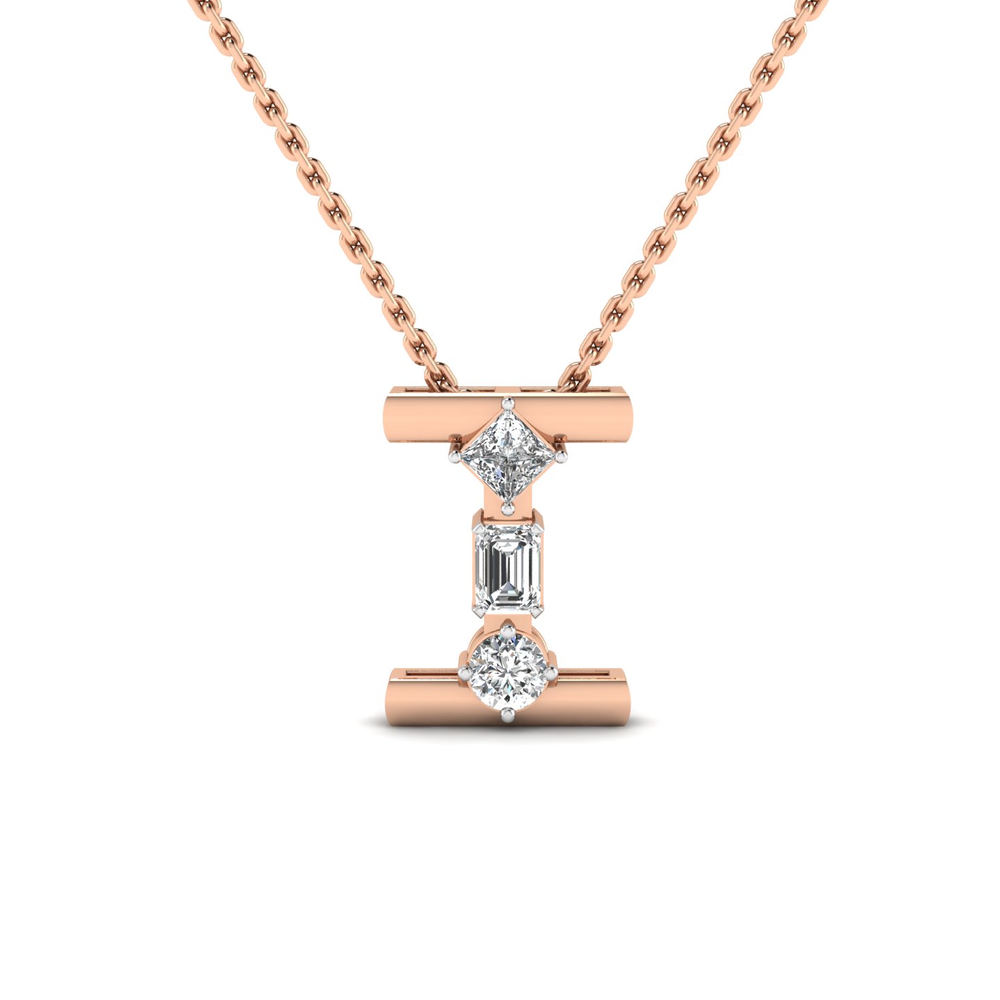 "I" Alphabet Diamond Pendant