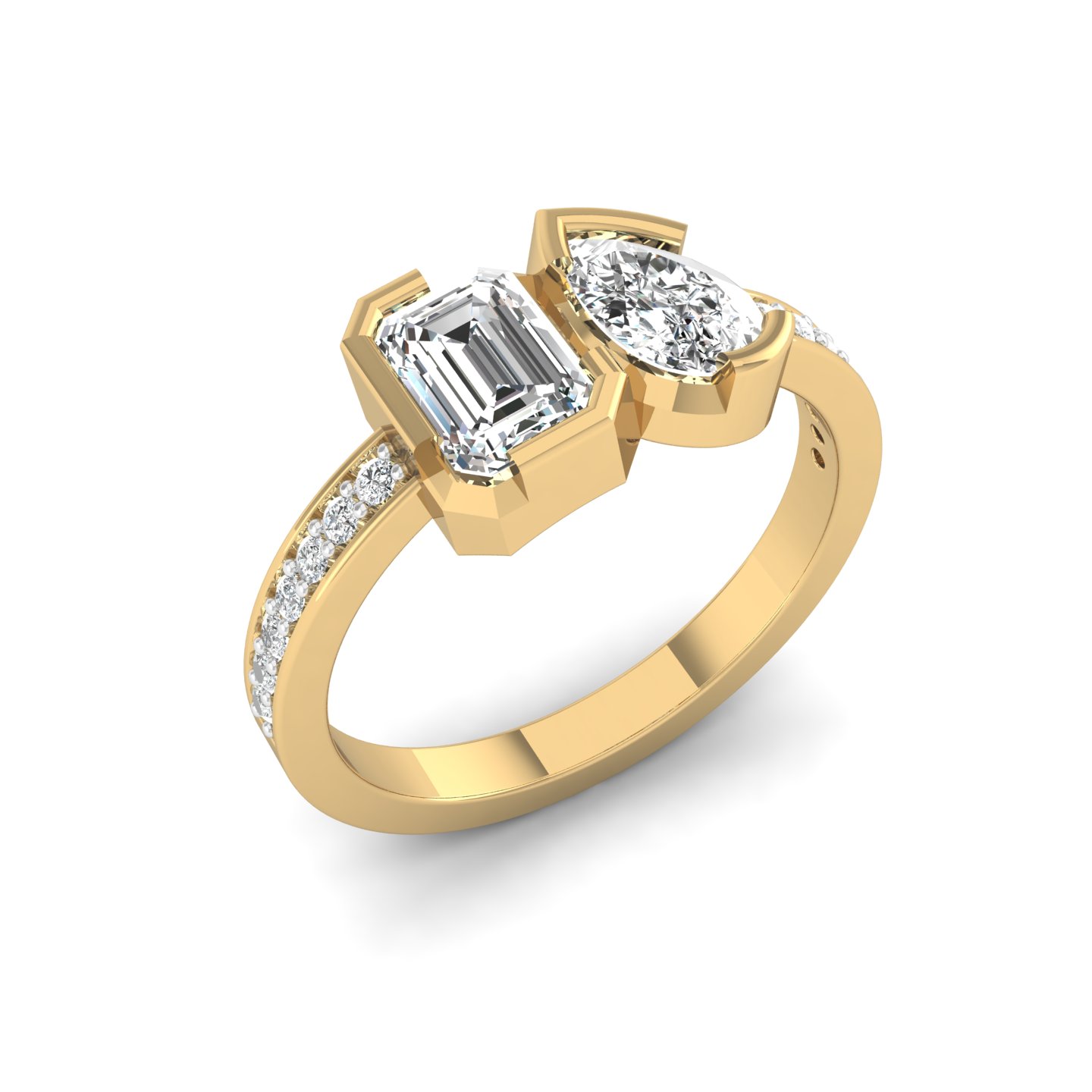 Semi-Bezel Toi et Moi Ring