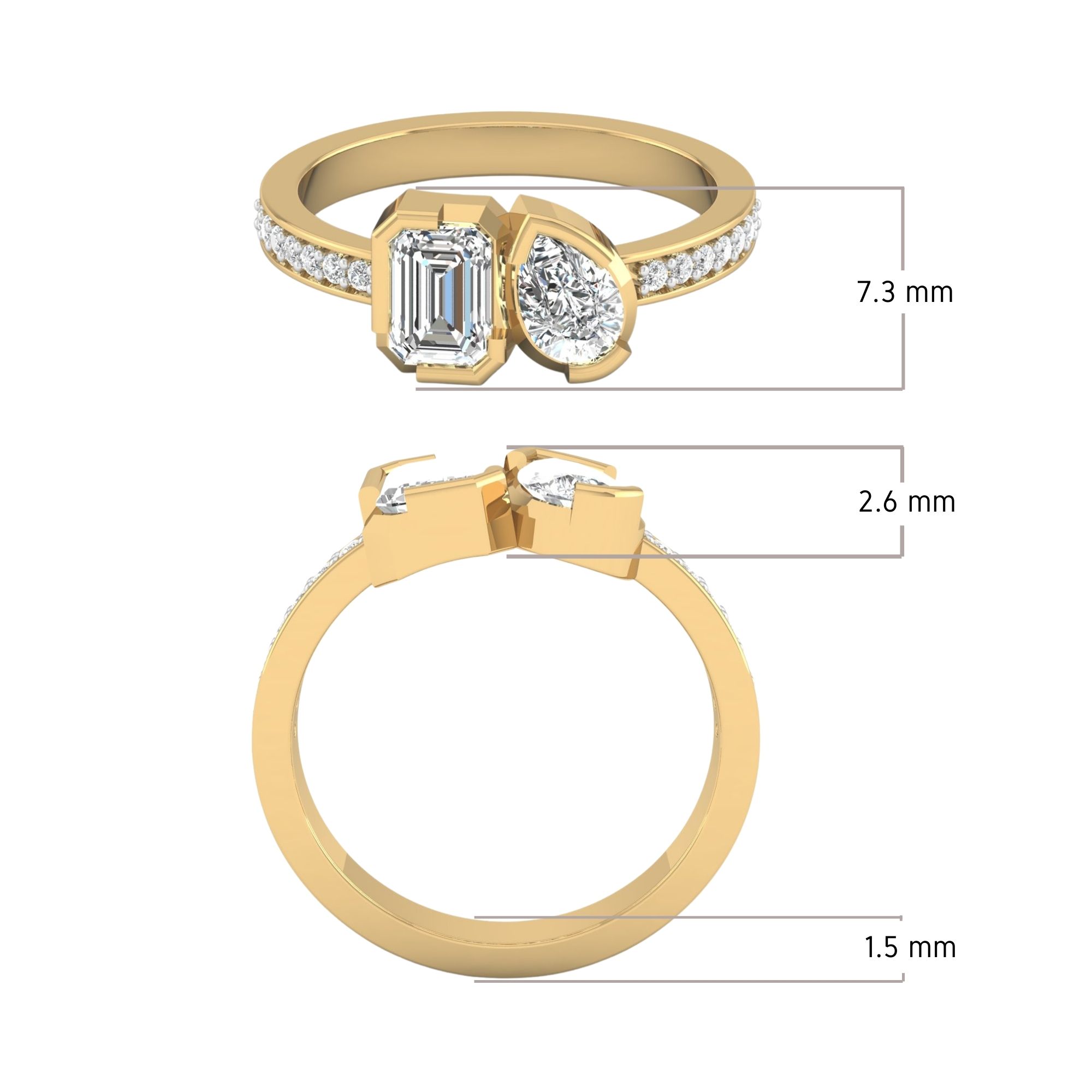 Semi-Bezel Toi et Moi Ring