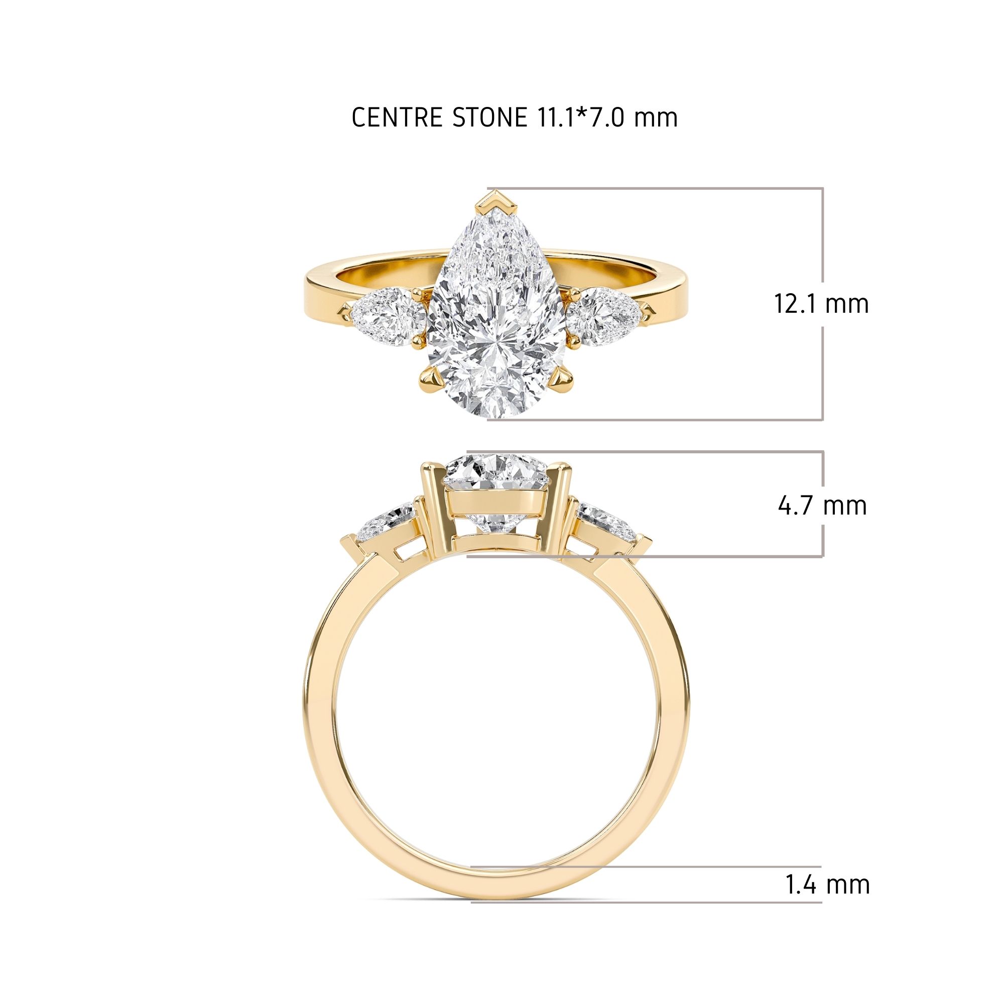 The Trinity Pear  Ring