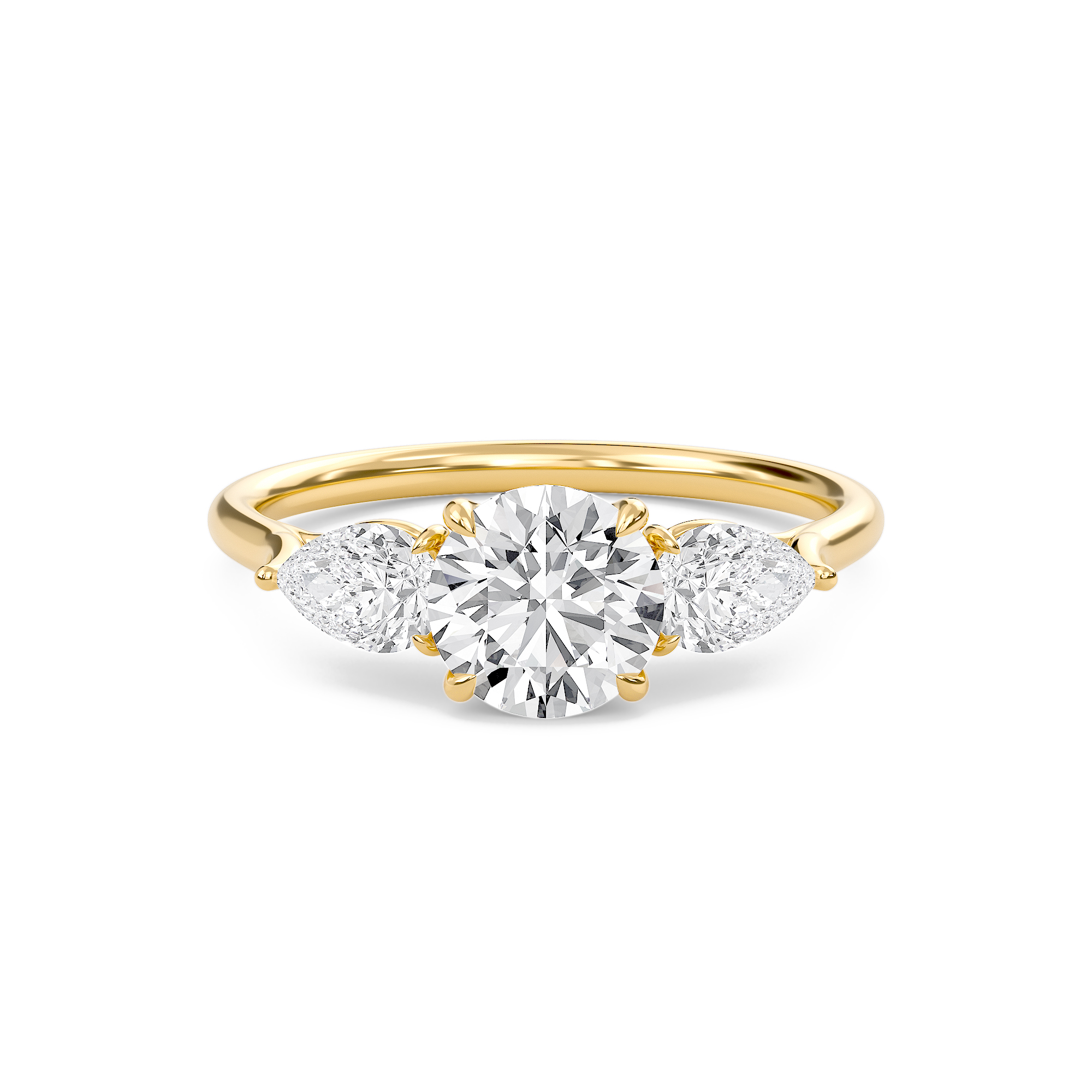 Bold Pear Three Stone Ring