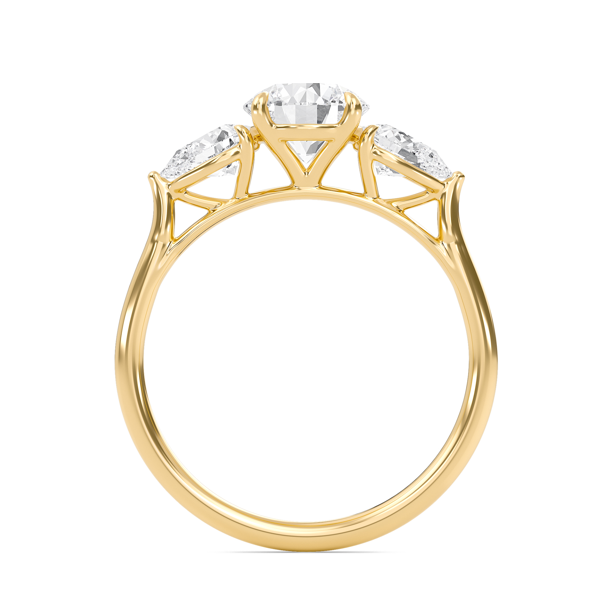 Bold Pear Three Stone Ring