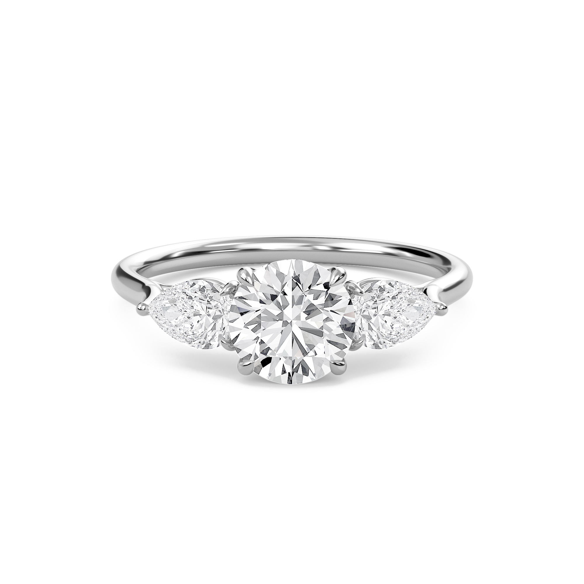 Bold Pear Three Stone Ring