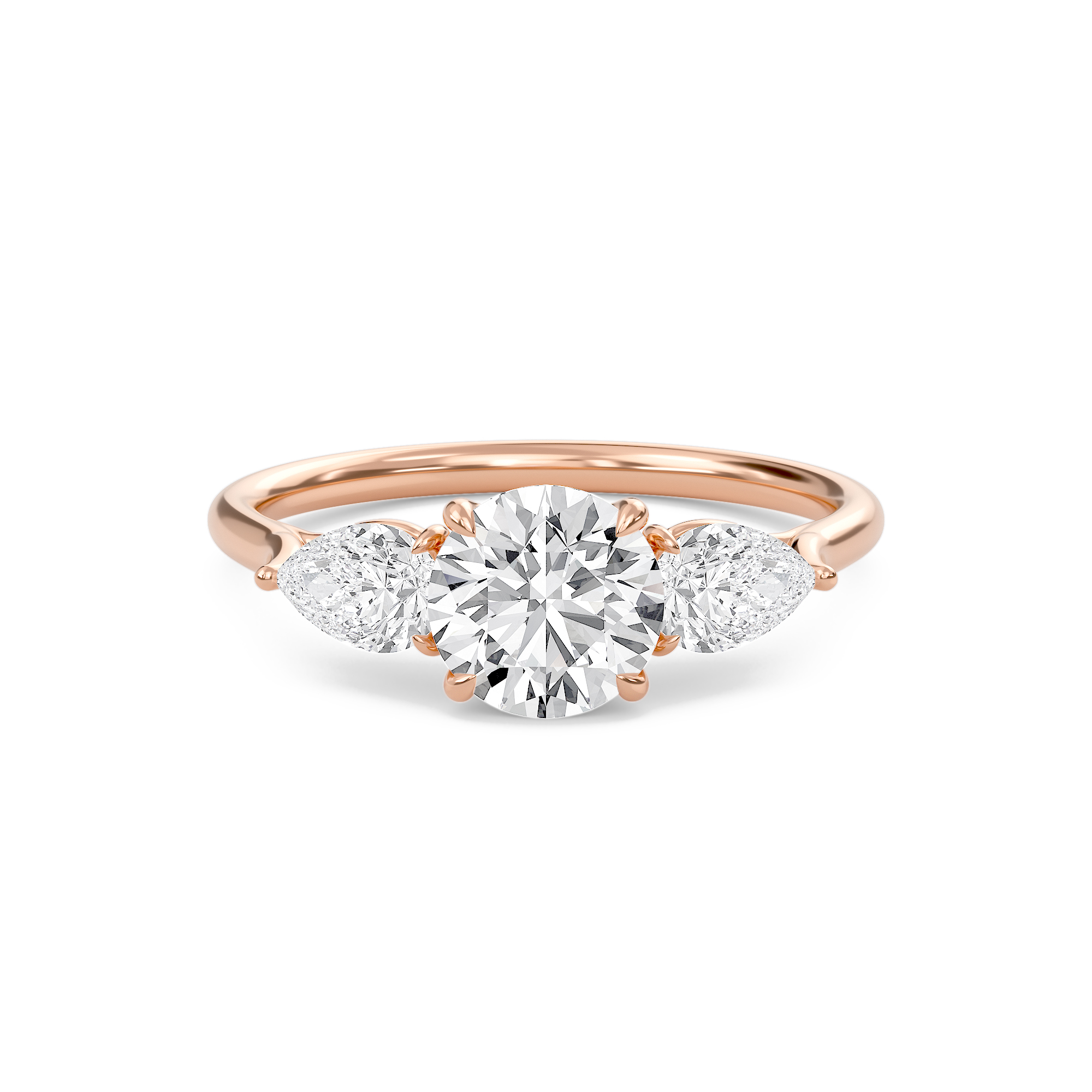 Bold Pear Three Stone Ring