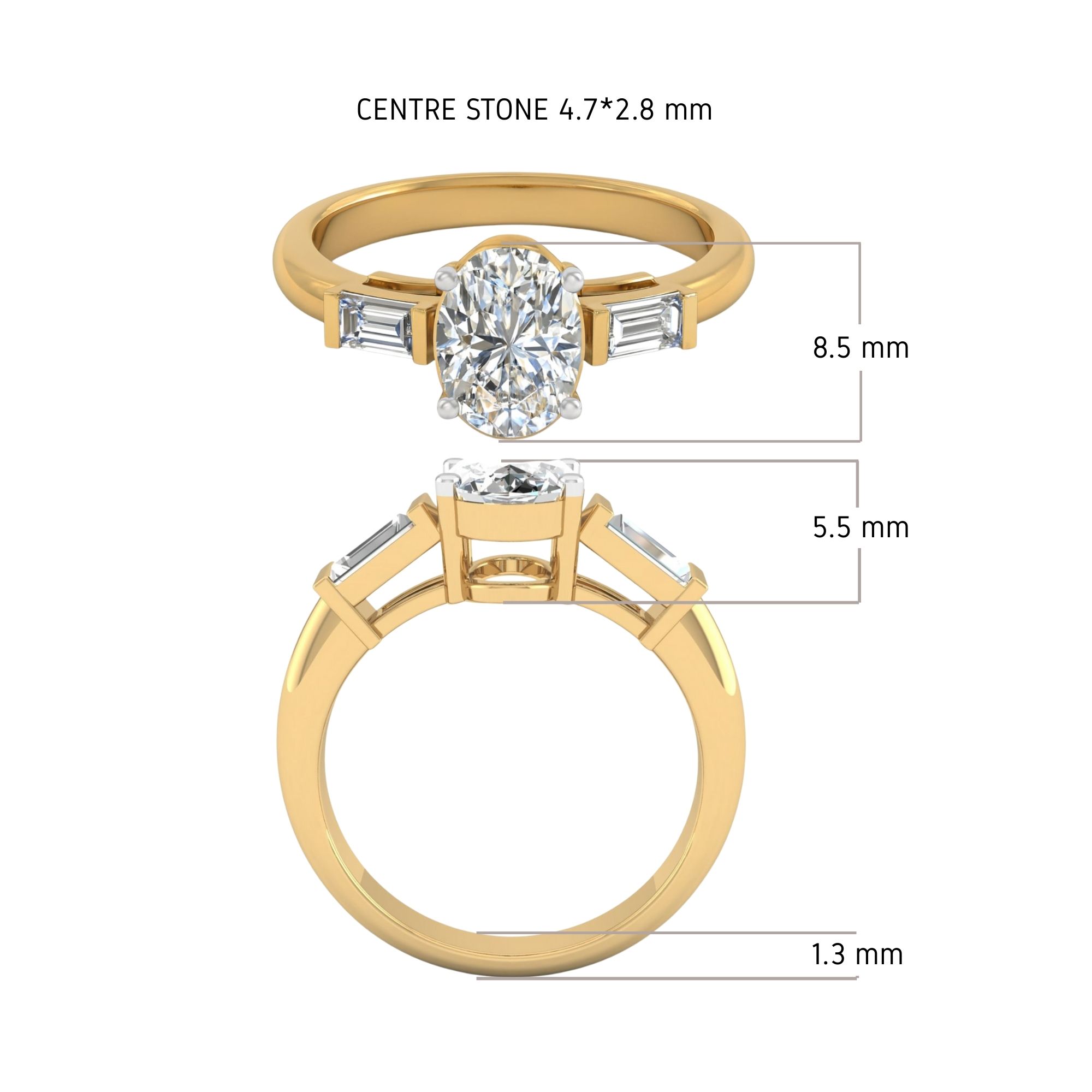 Oval & Baguette Trilogy Ring