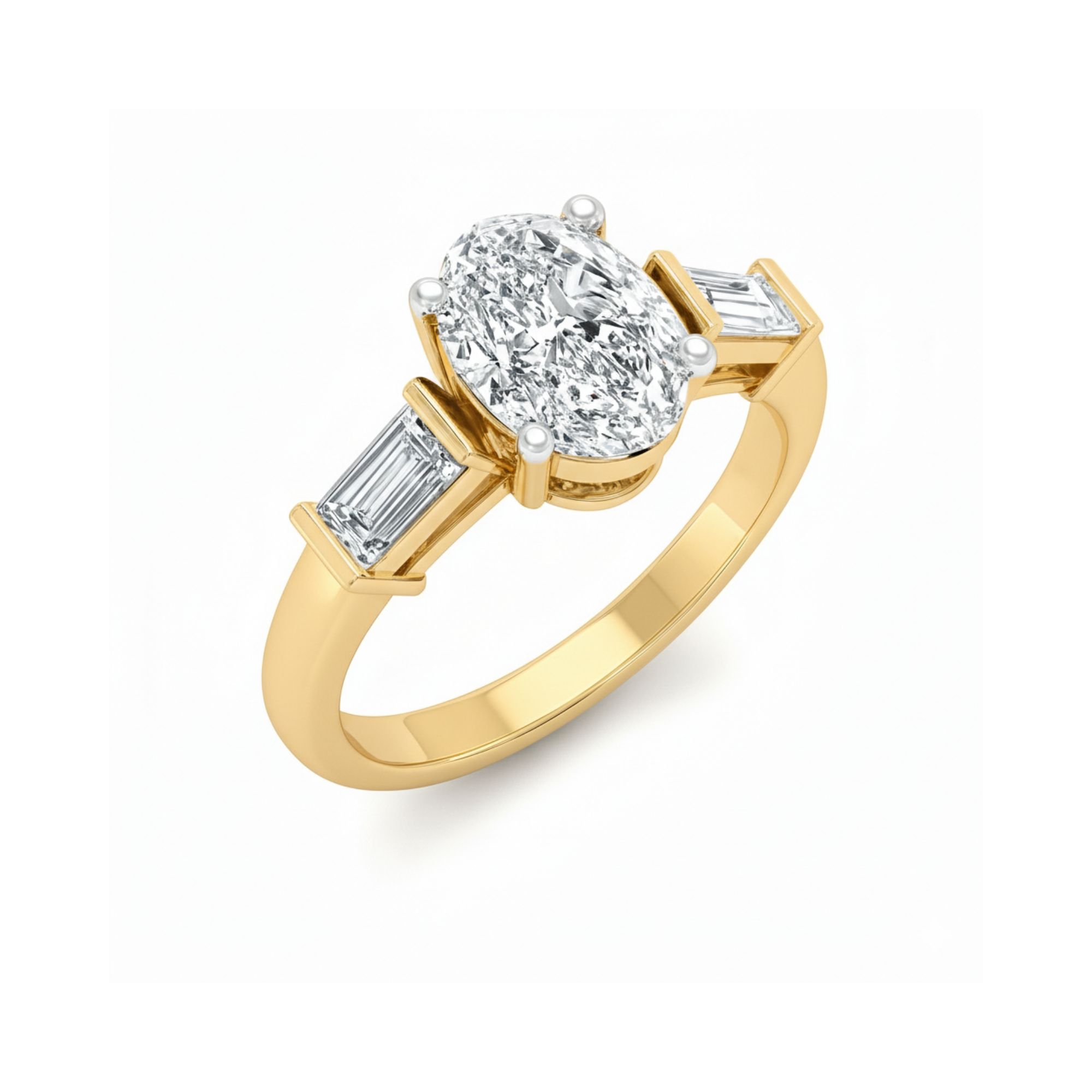 Oval & Baguette Trilogy Ring