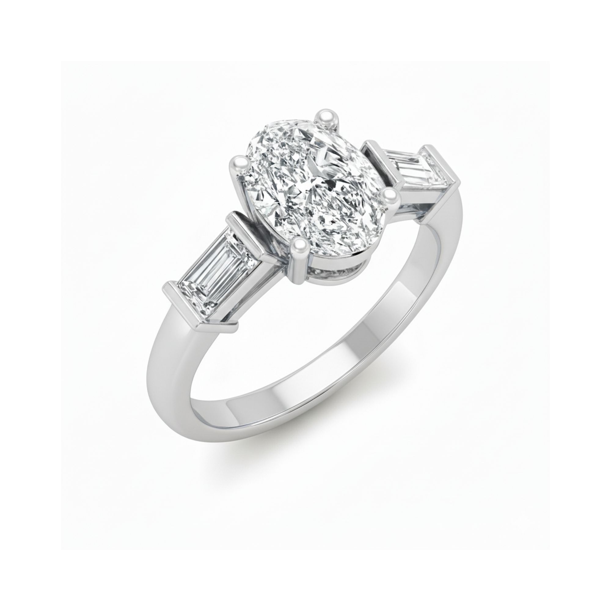 Oval & Baguette Trilogy Ring