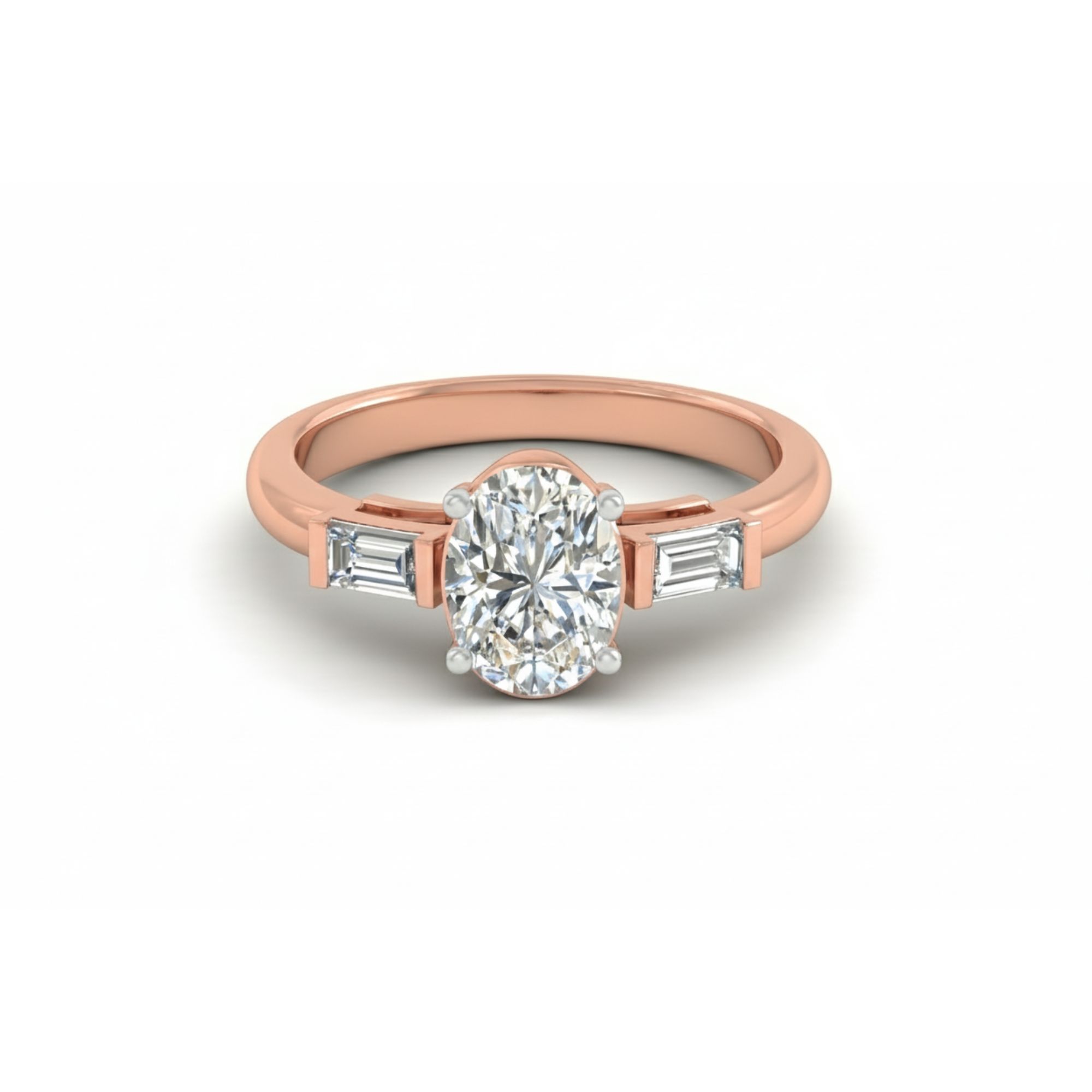 Oval & Baguette Trilogy Ring