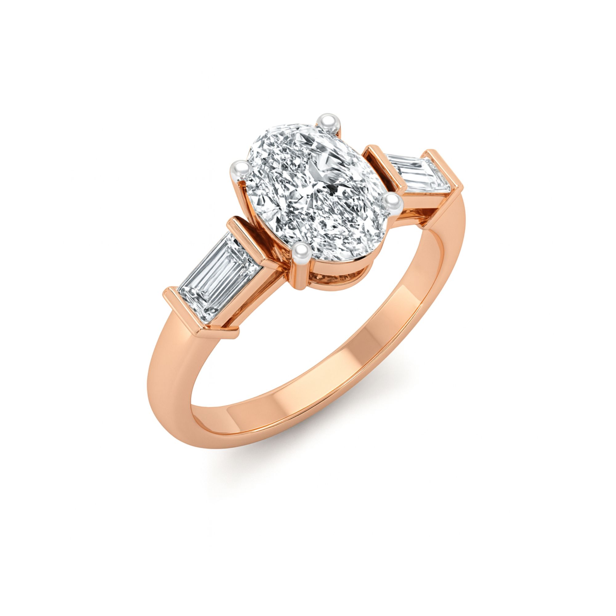 Oval & Baguette Trilogy Ring