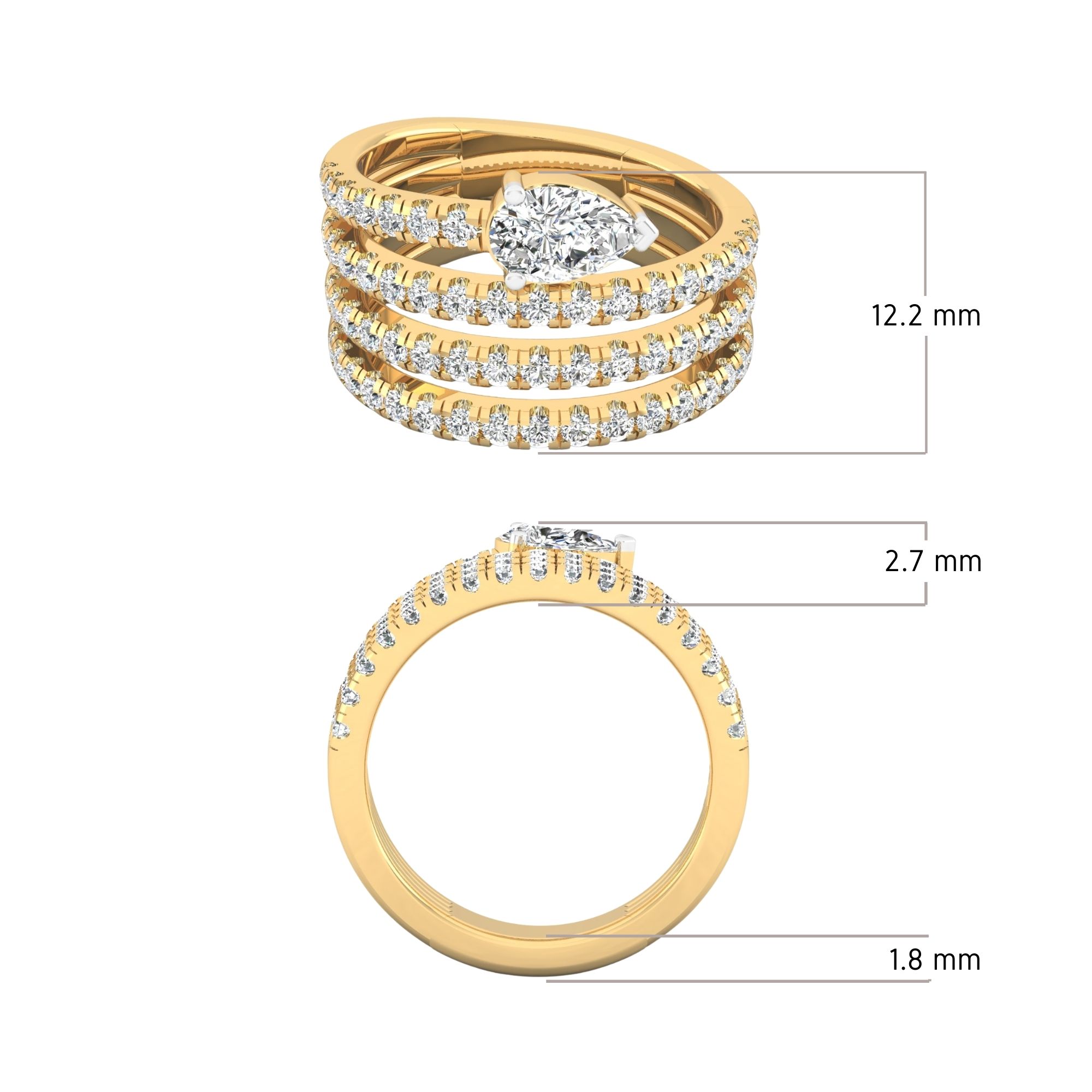 Tiered Pear Ring