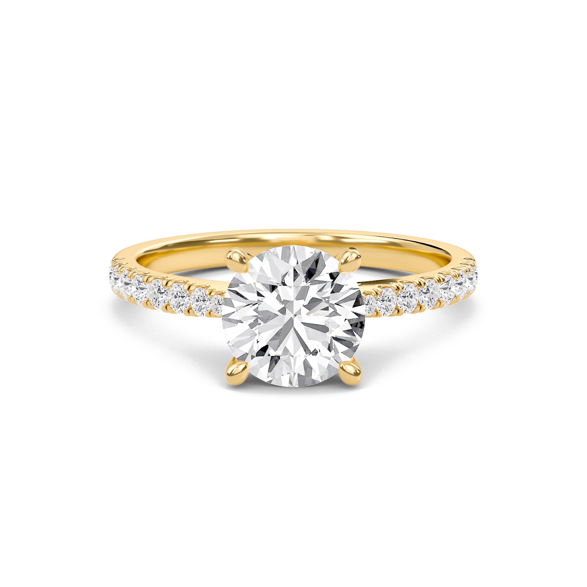 Round Cathedral Pave Tapered Ring