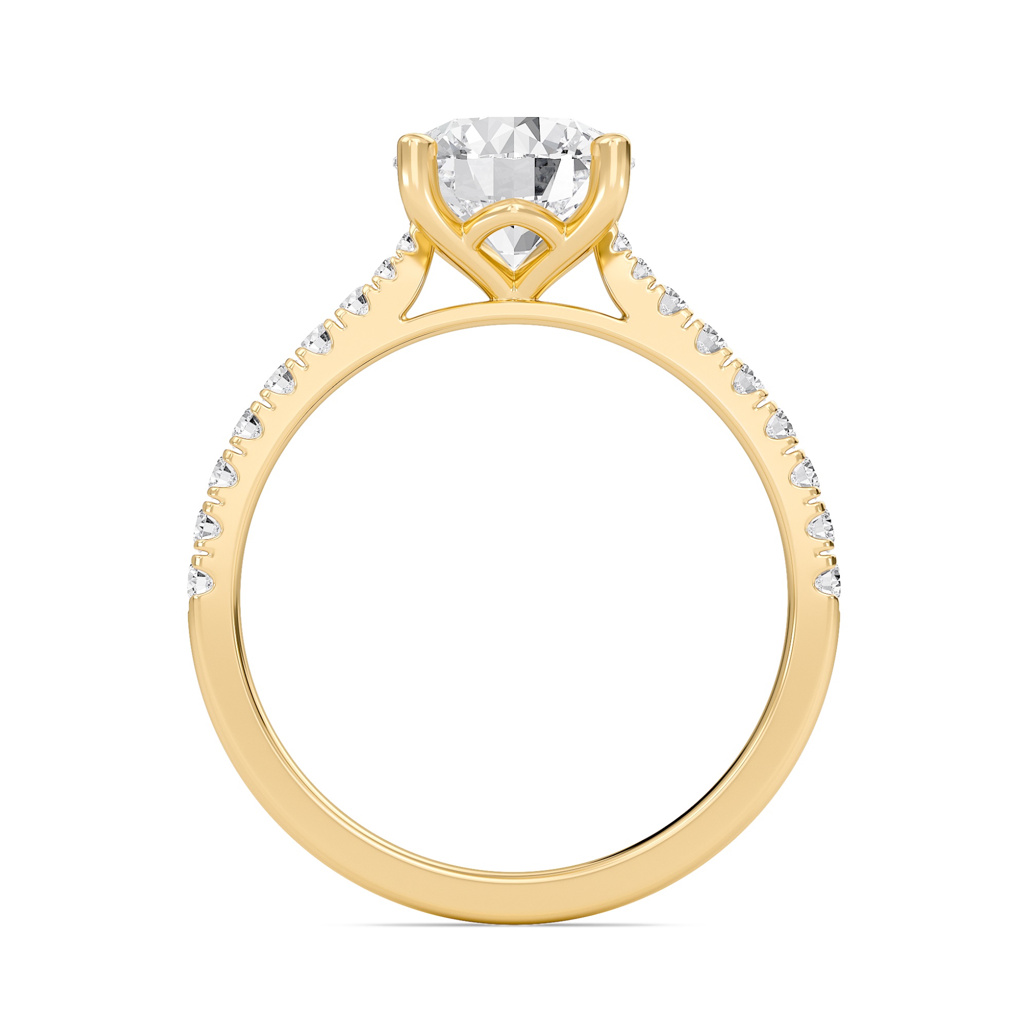 Round Cathedral Pave Tapered Ring