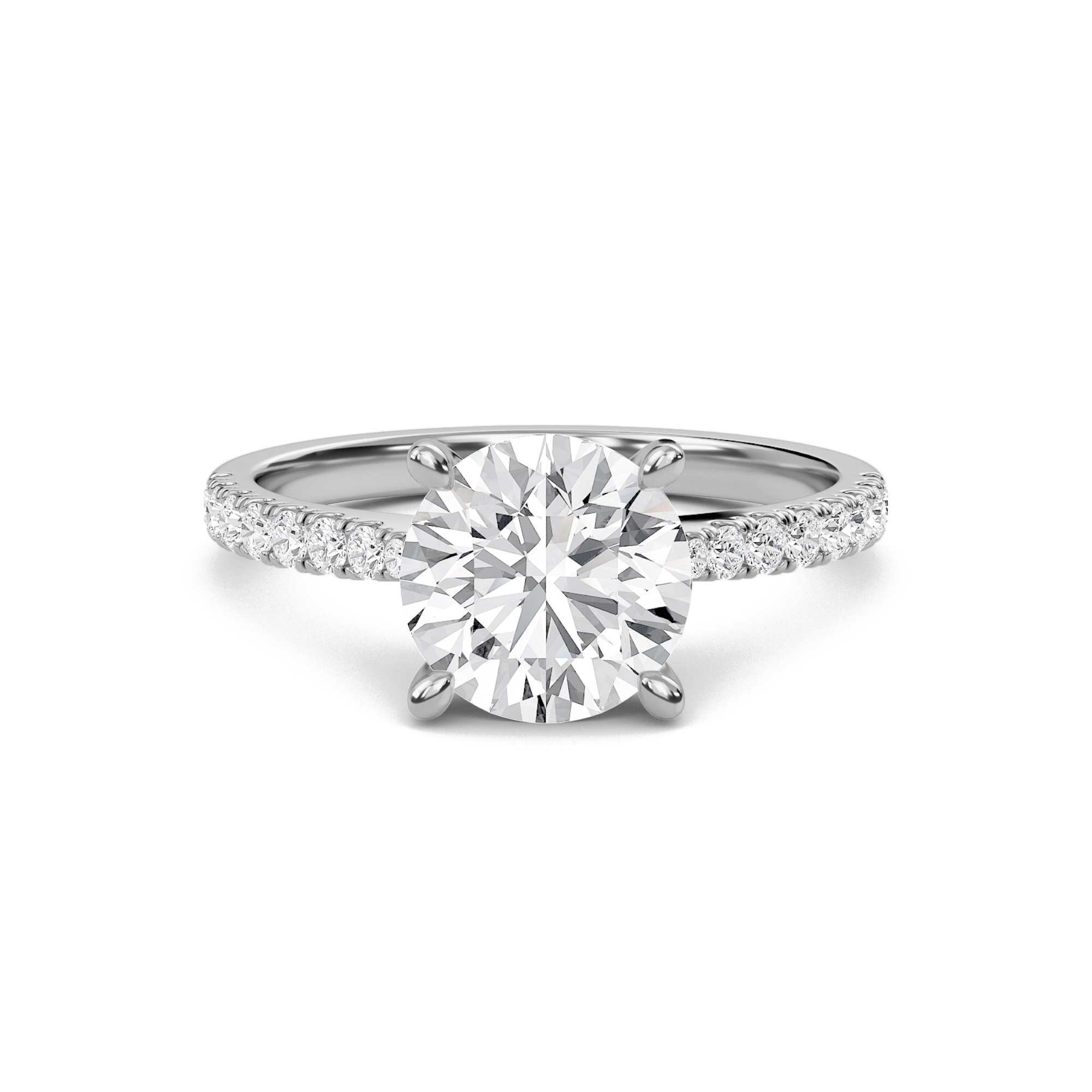 Round Cathedral Pave Tapered Ring