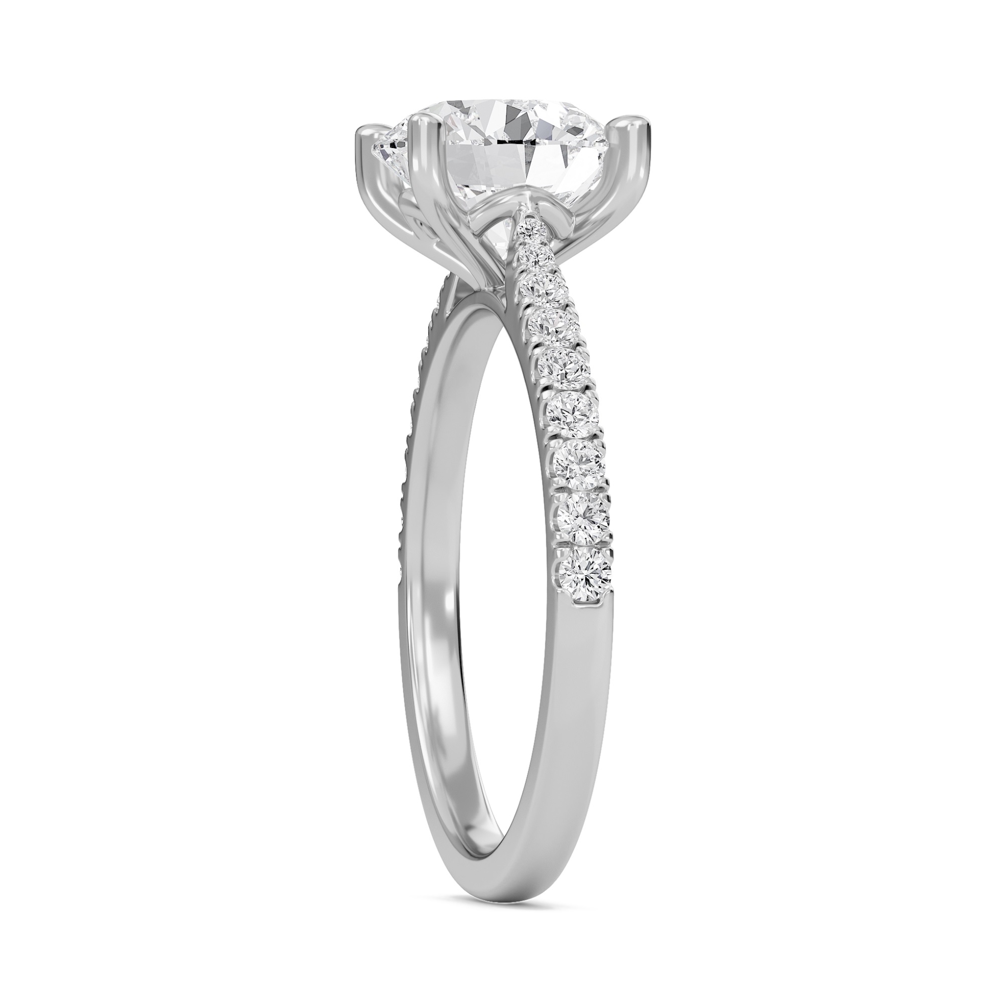 Round Cathedral Pave Tapered Ring