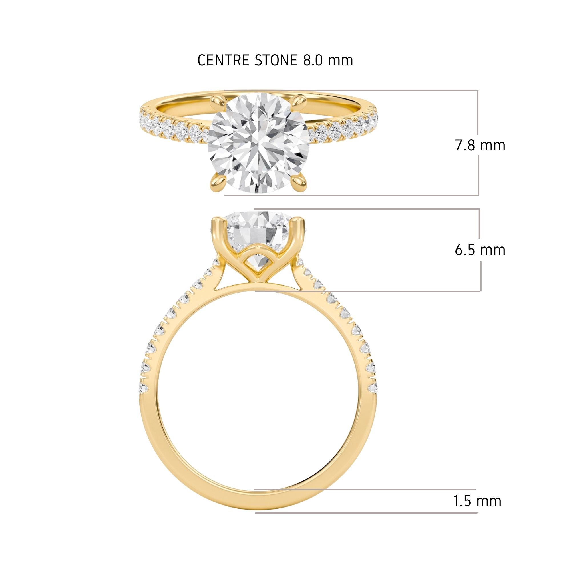 Round Cathedral Pave Tapered Ring