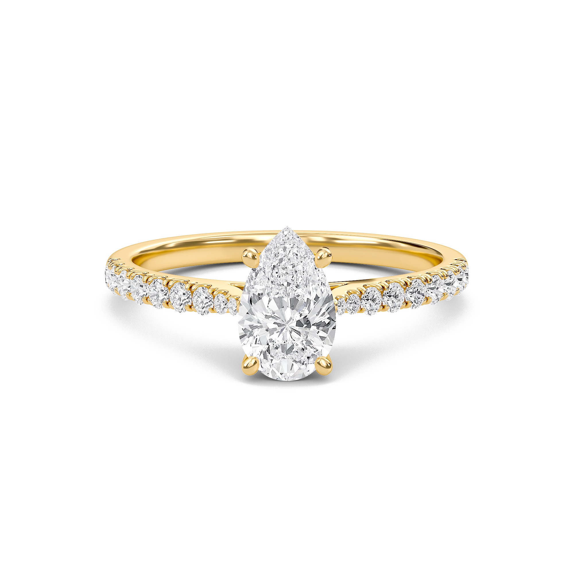 Pear Cathedral Pave Tapered Ring