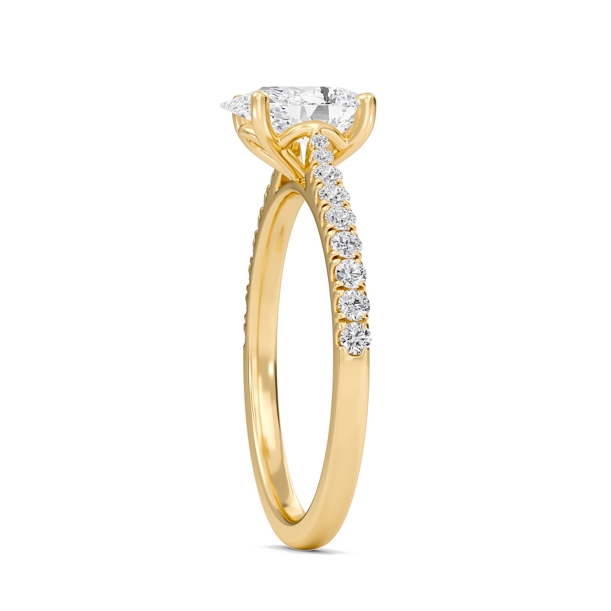 Pear Cathedral Pave Tapered Ring