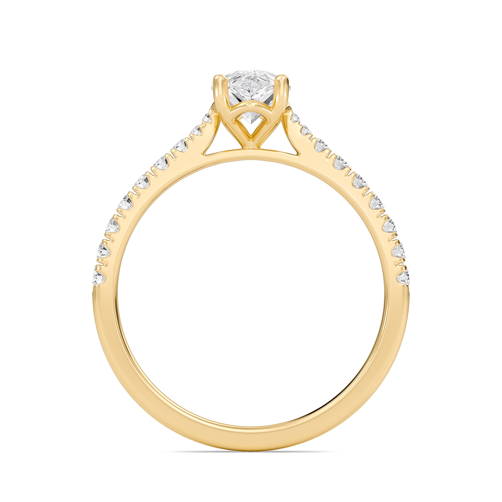 Pear Cathedral Pave Tapered Ring