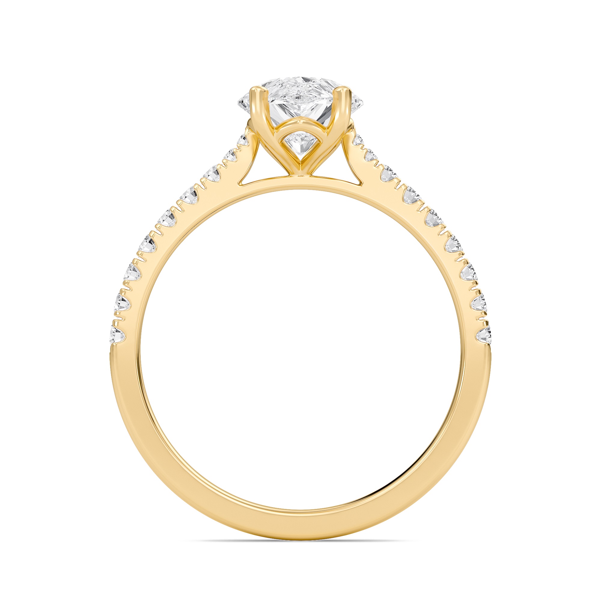 Pear Cathedral Pave Tapered Ring