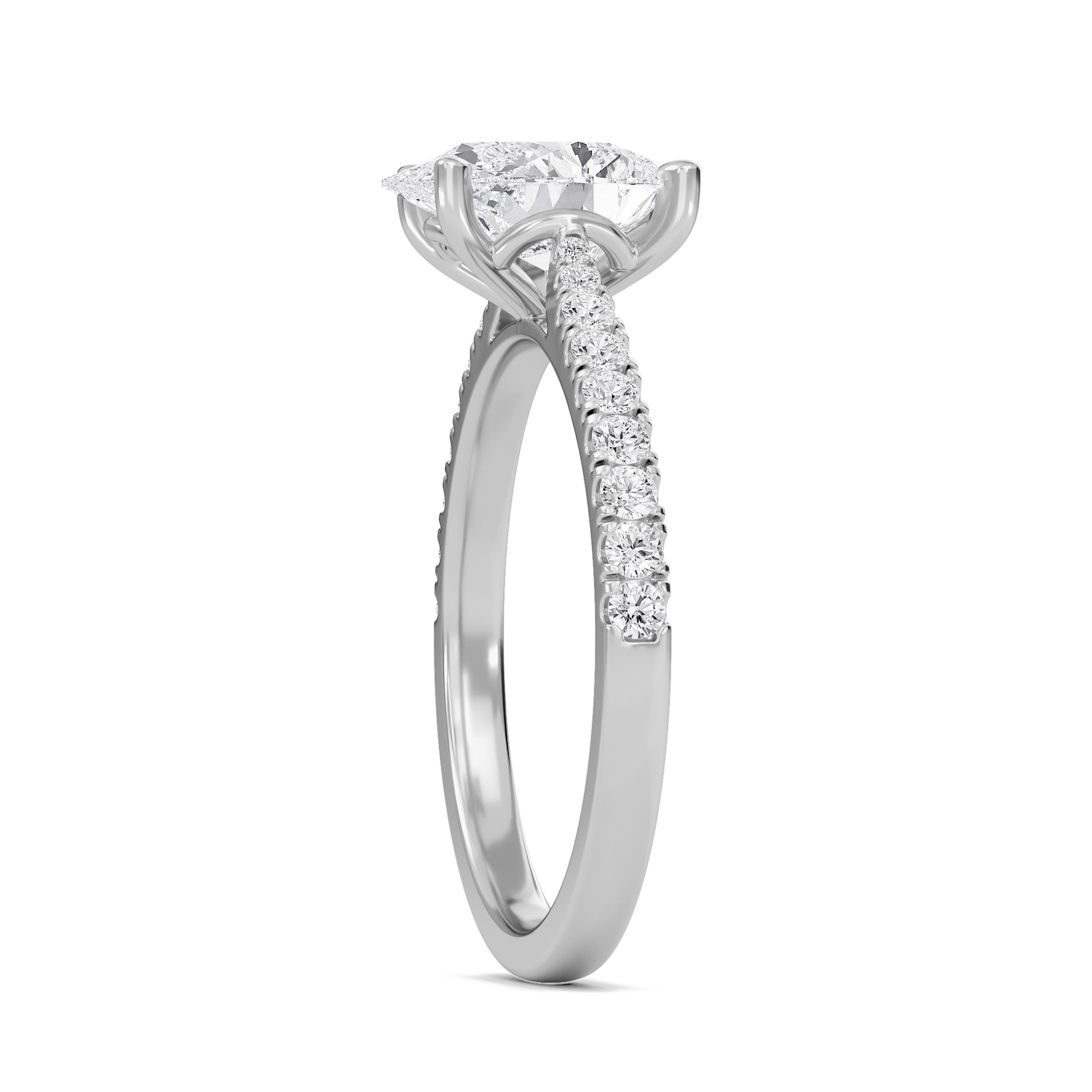 Pear Cathedral Pave Tapered Ring