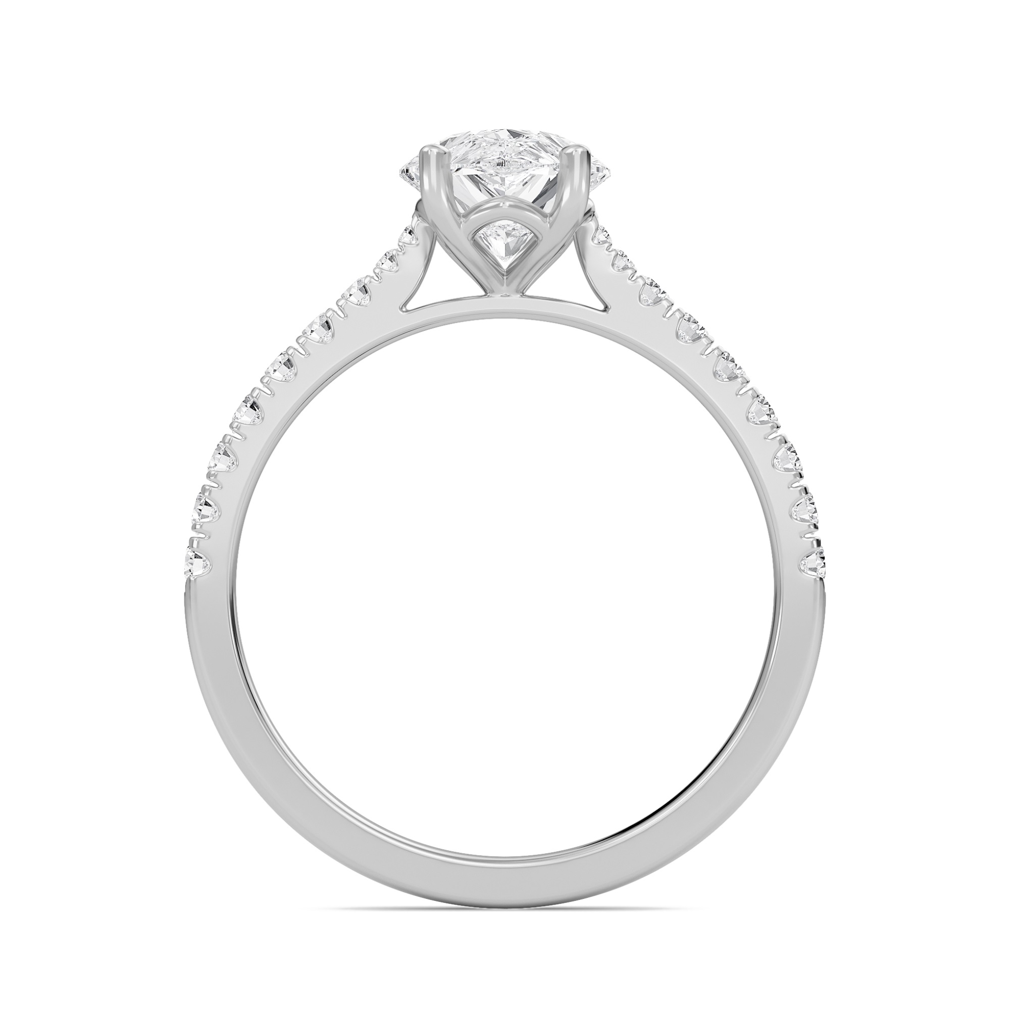 Pear Cathedral Pave Tapered Ring