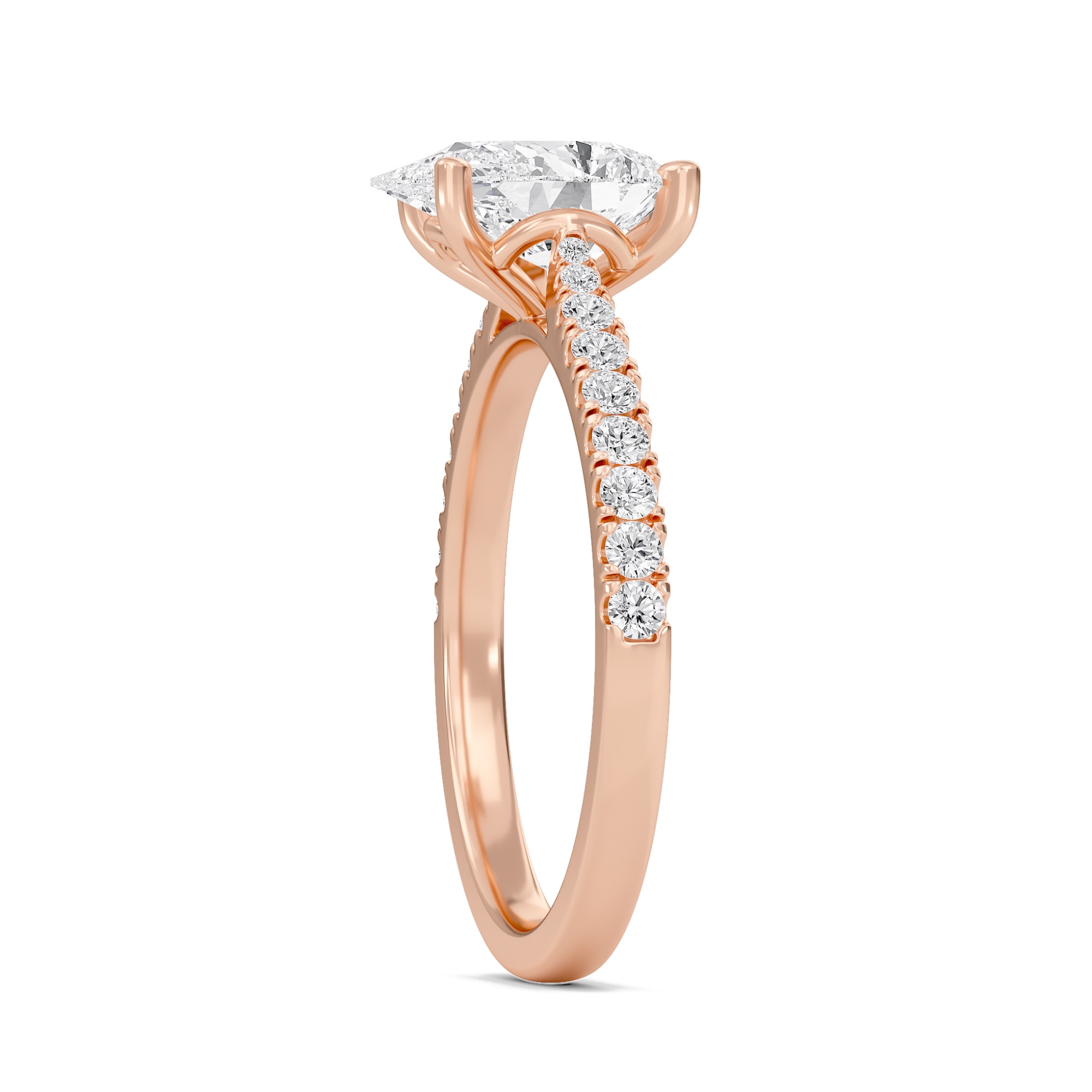 Pear Cathedral Pave Tapered Ring