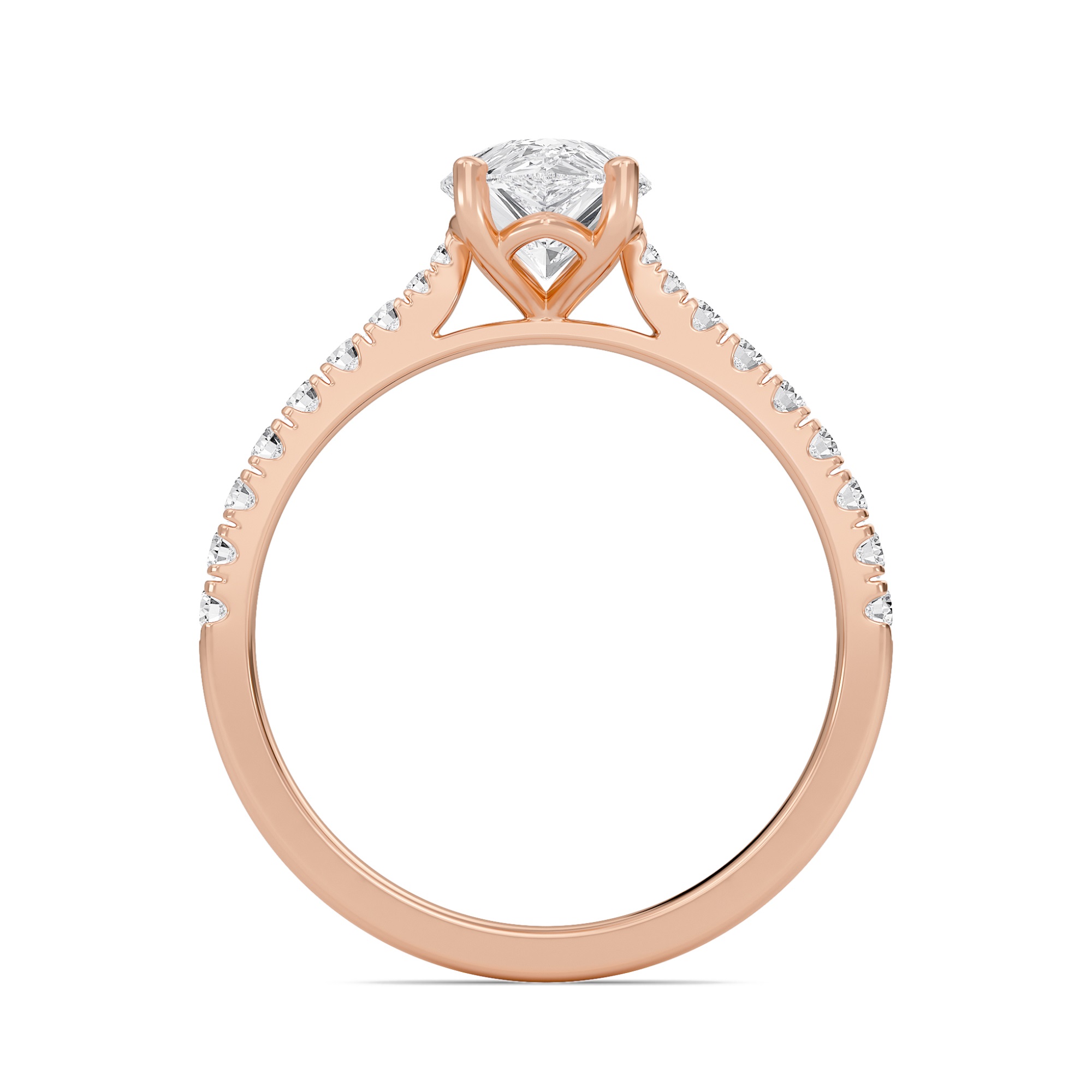 Pear Cathedral Pave Tapered Ring