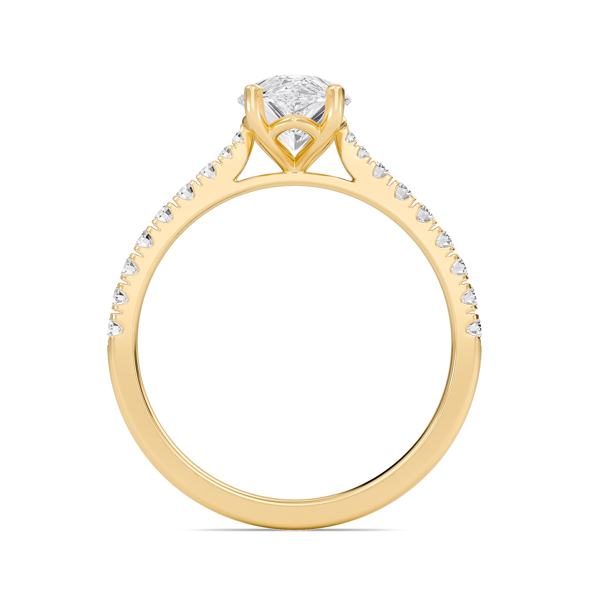Pear Cathedral Pave Tapered Ring