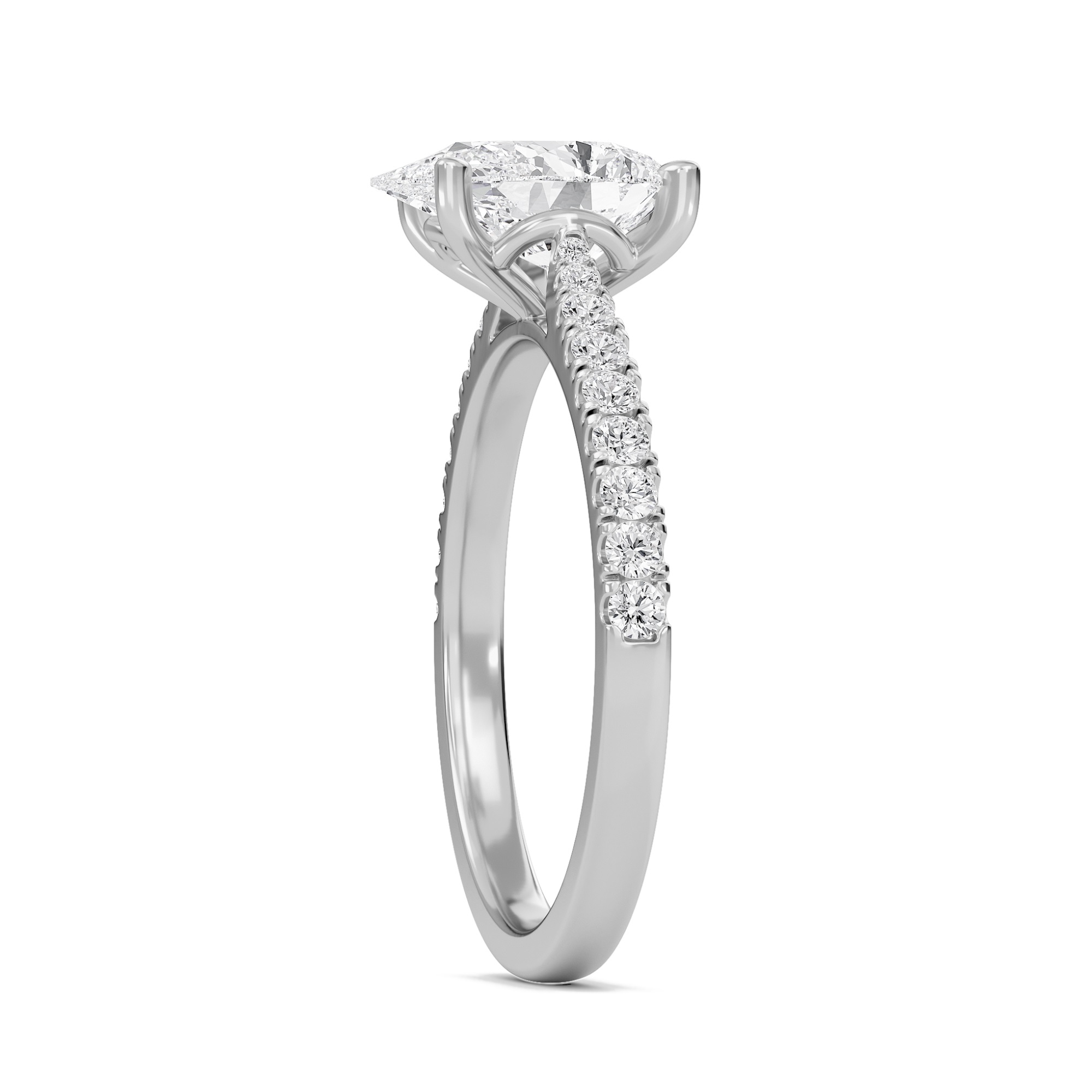 Pear Cathedral Pave Tapered Ring