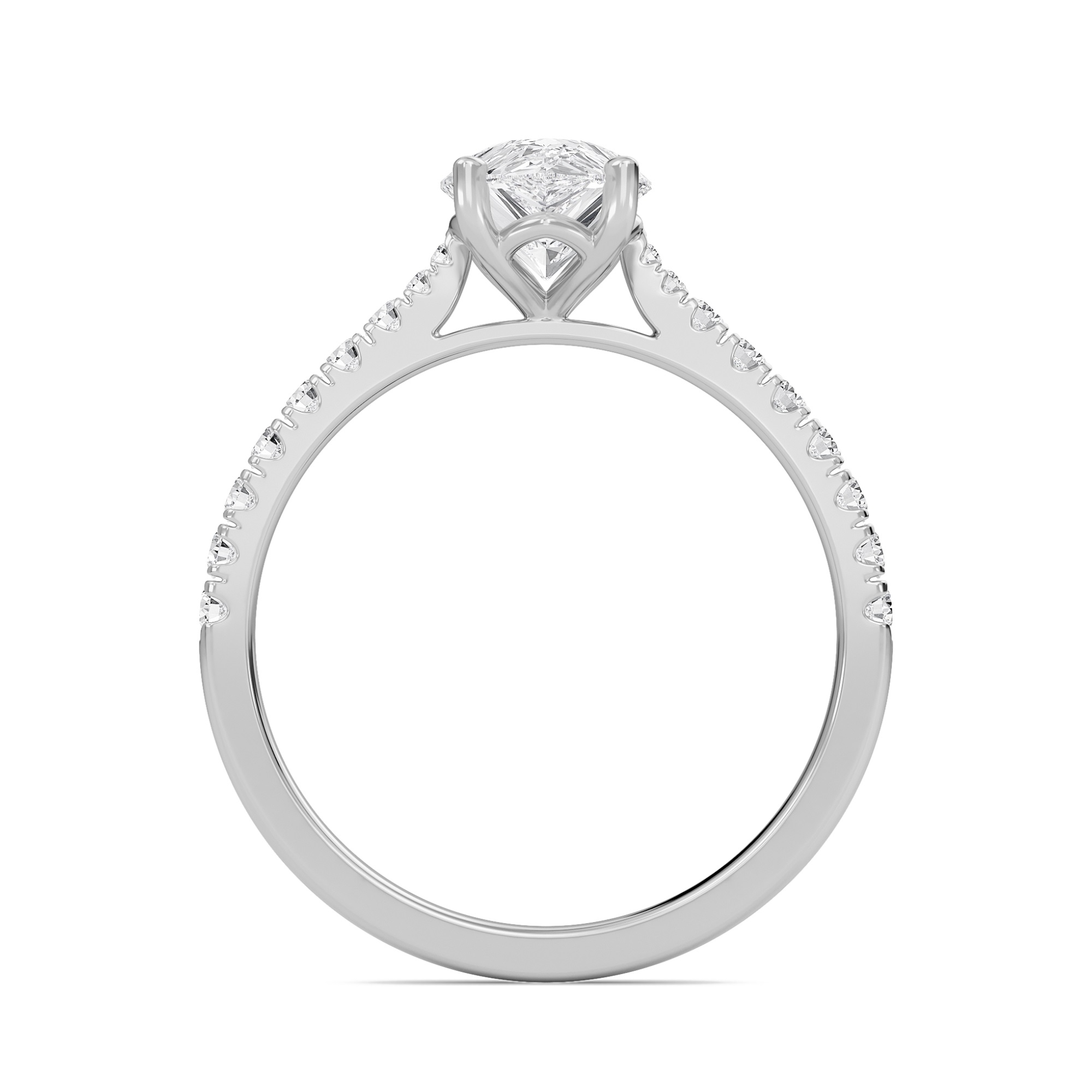 Pear Cathedral Pave Tapered Ring