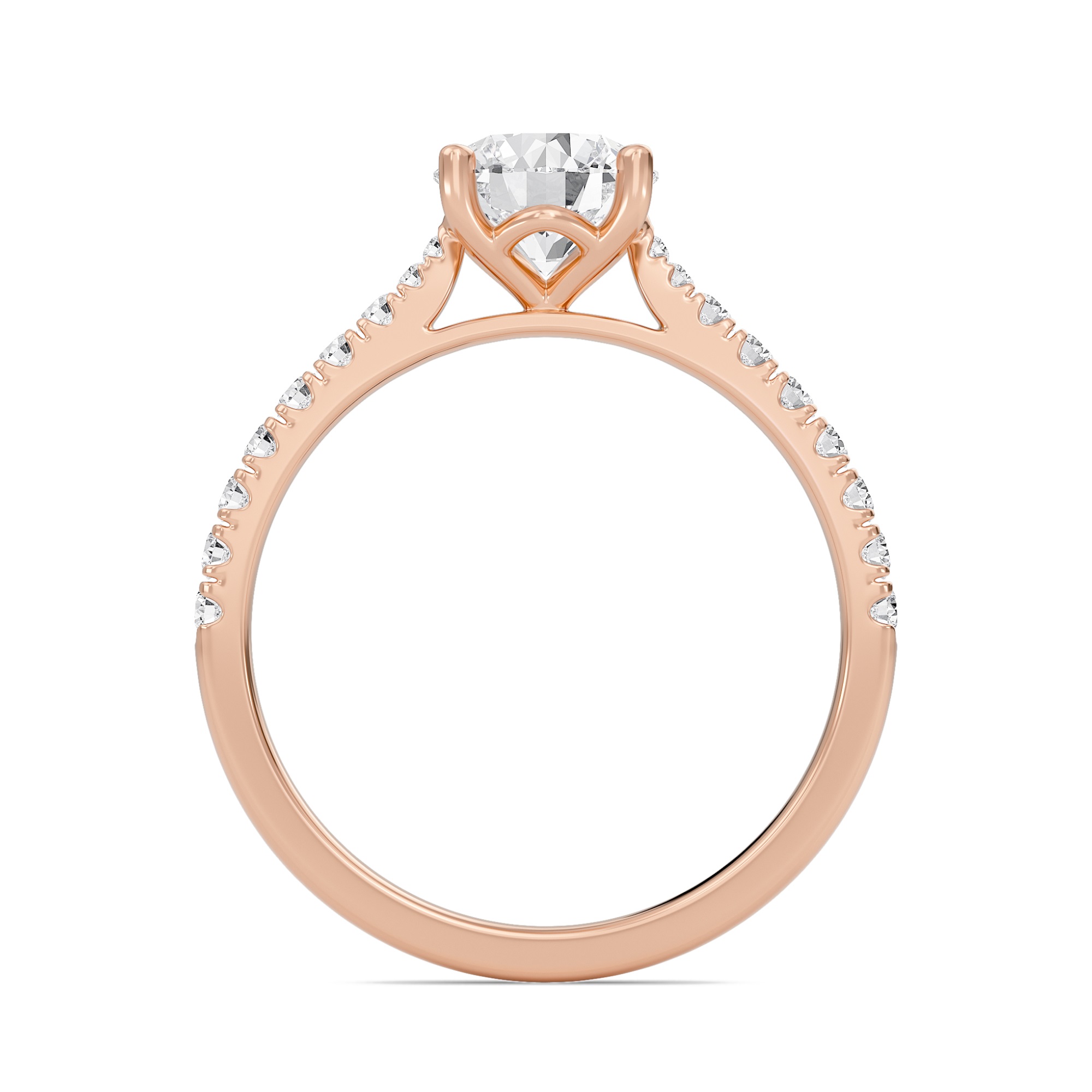 Round Cathedral Pave Tapered Ring