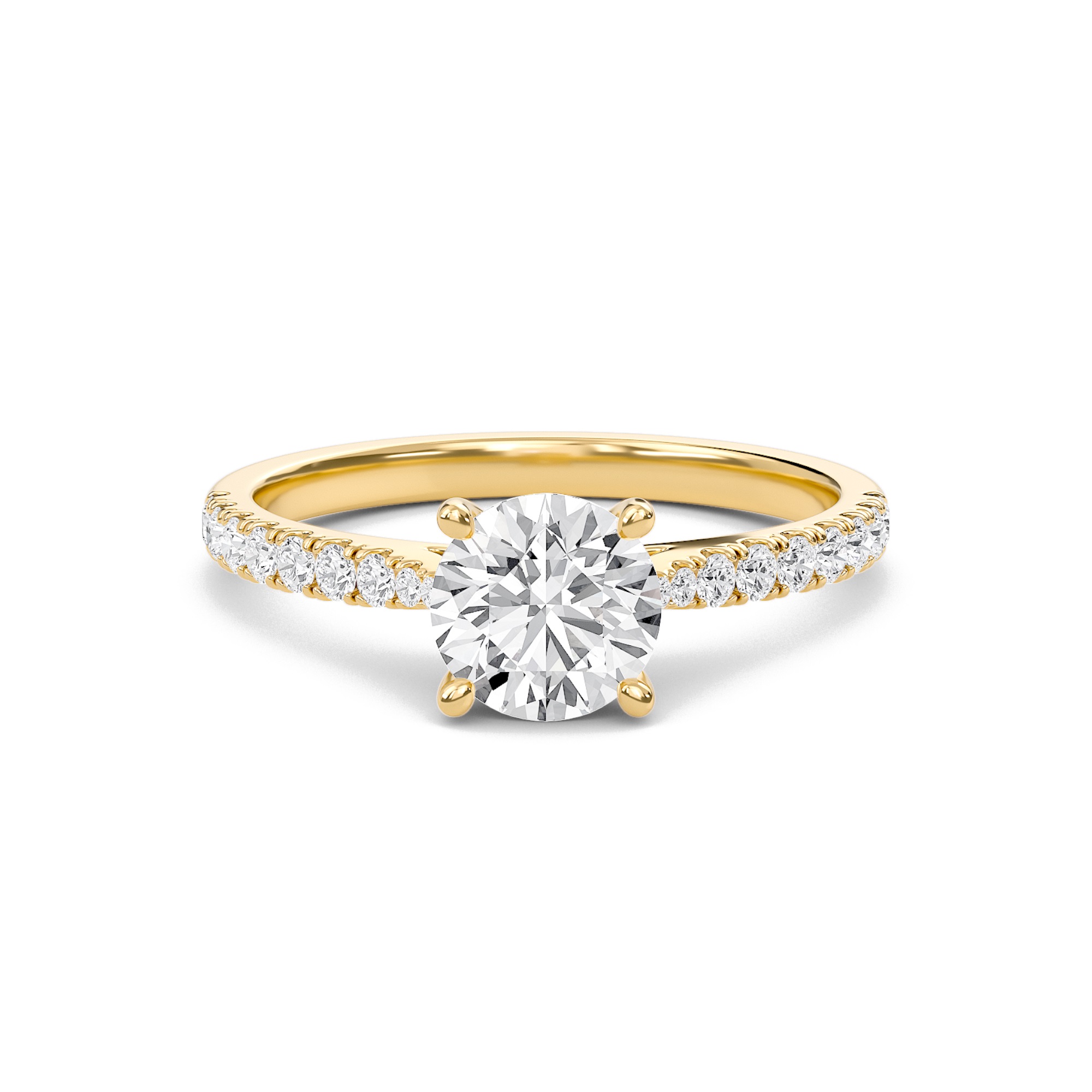 Round Cathedral Pave Tapered Ring