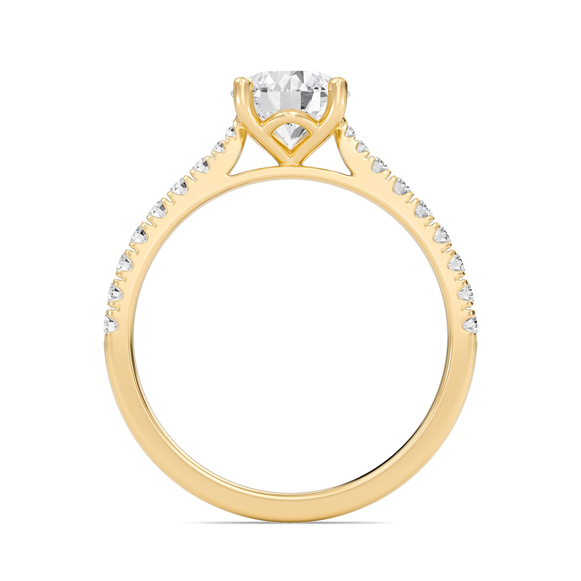 Round Cathedral Pave Tapered Ring