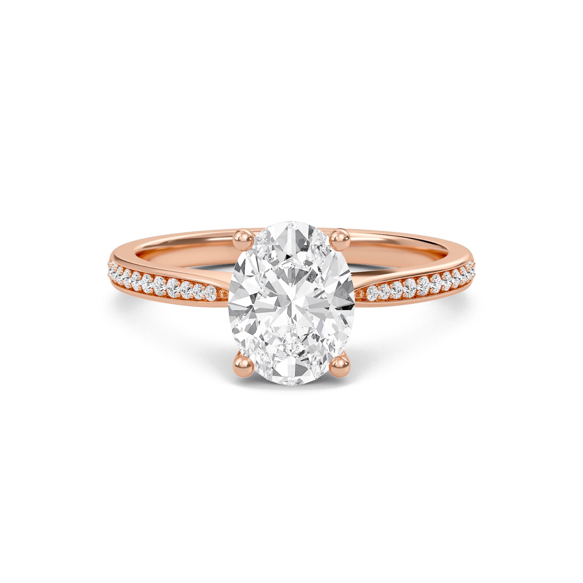 Oval Cathedral Pave Adorned Engagement Ring