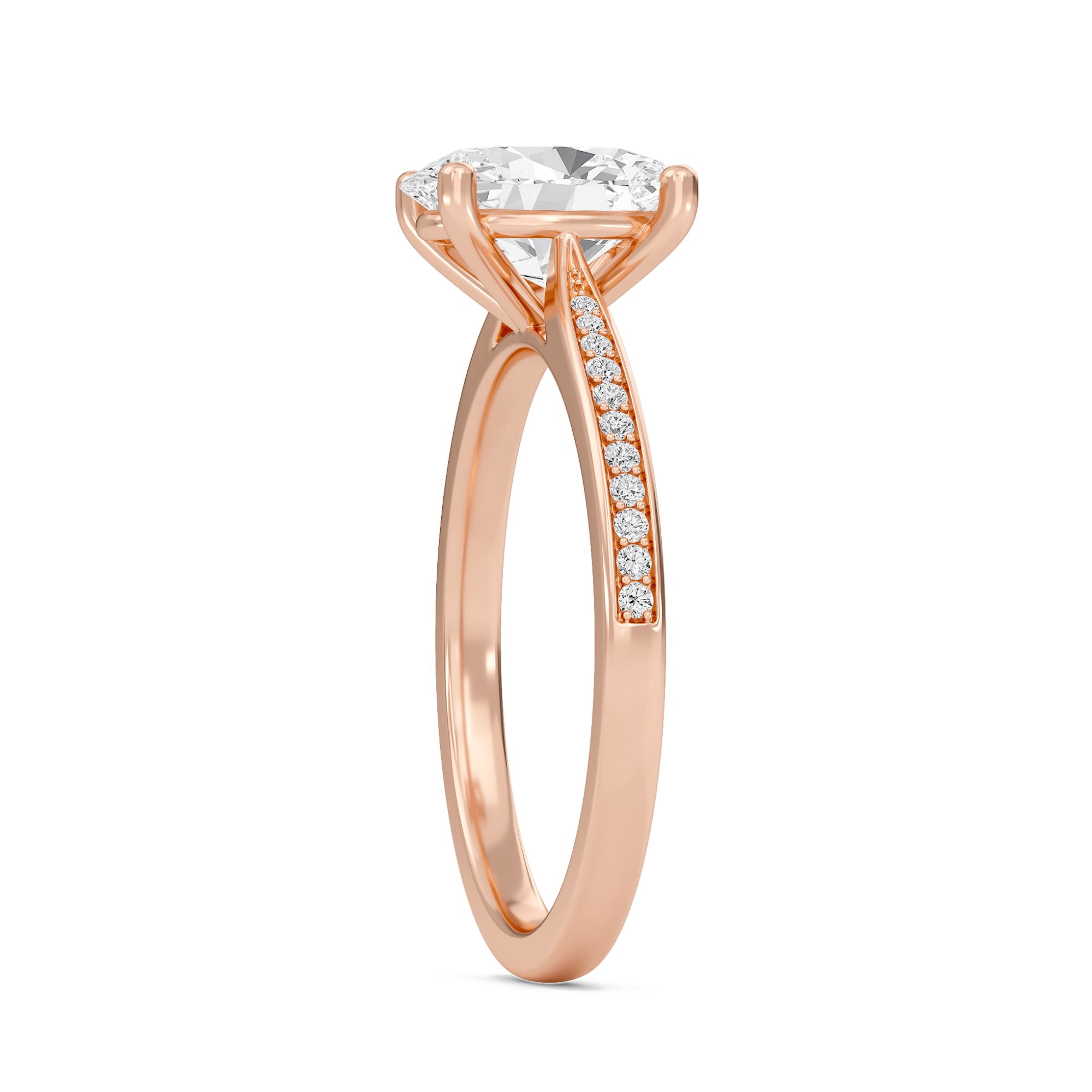 Oval Cathedral Pave Adorned Engagement Ring