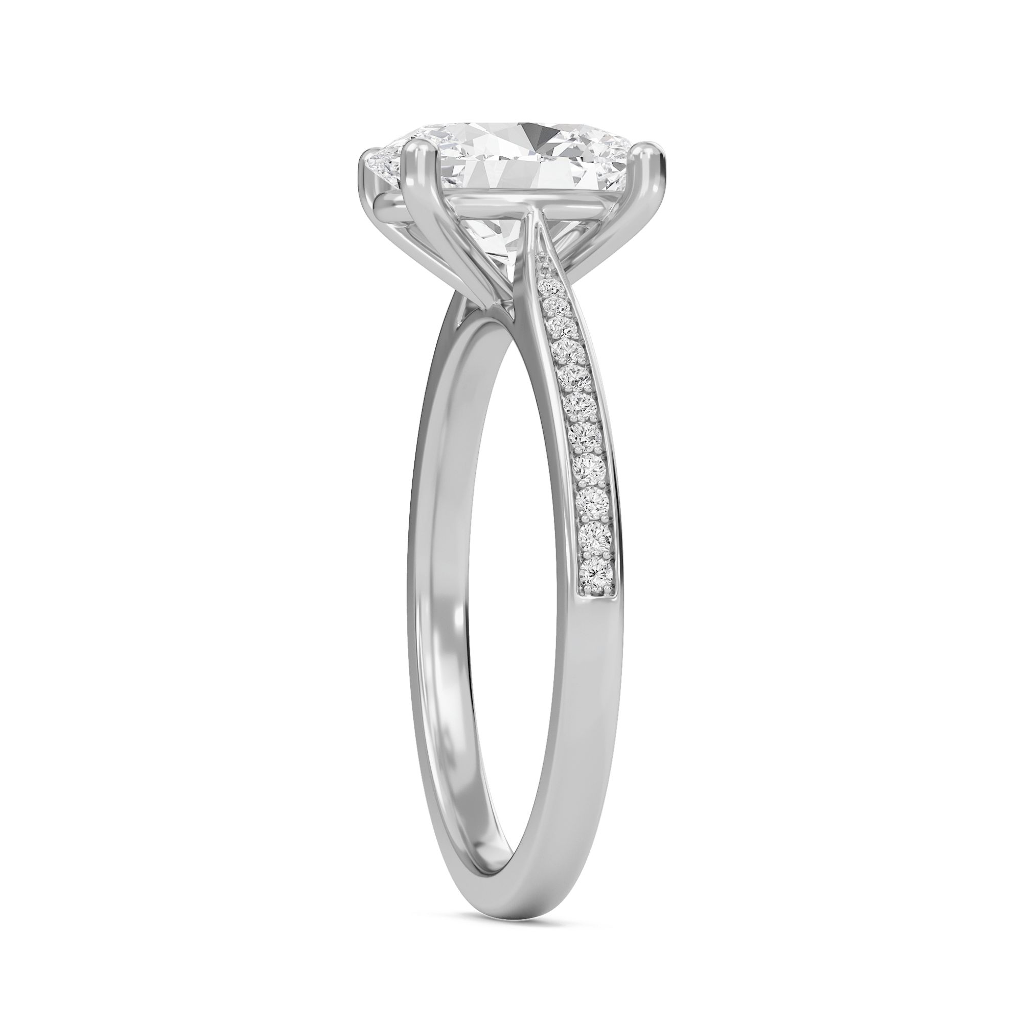 Oval Cathedral Pave Adorned Engagement Ring