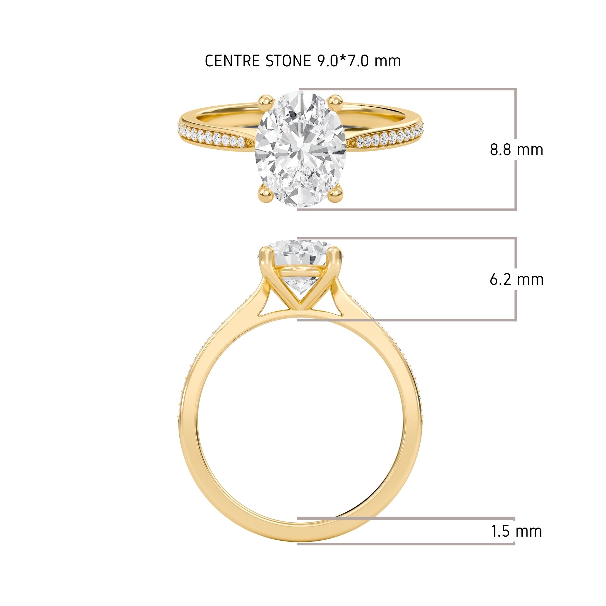 Oval Cathedral Pave Adorned Engagement Ring