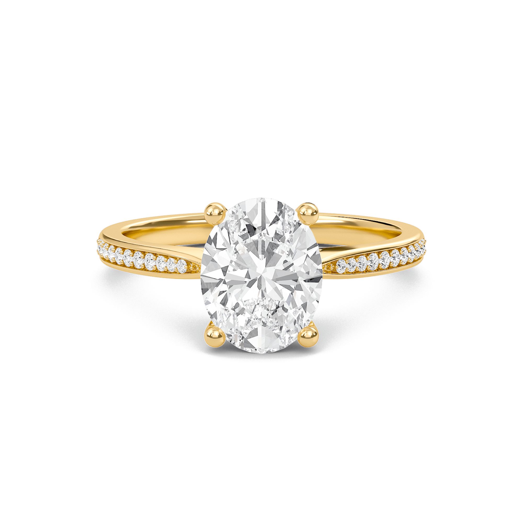 Oval Cathedral Pave Adorned Engagement Ring