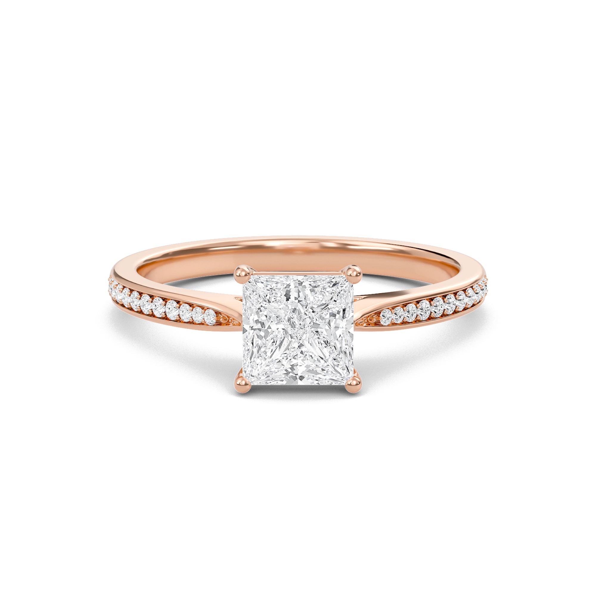 Princess Cathedral Pave Adorned Engagement Ring