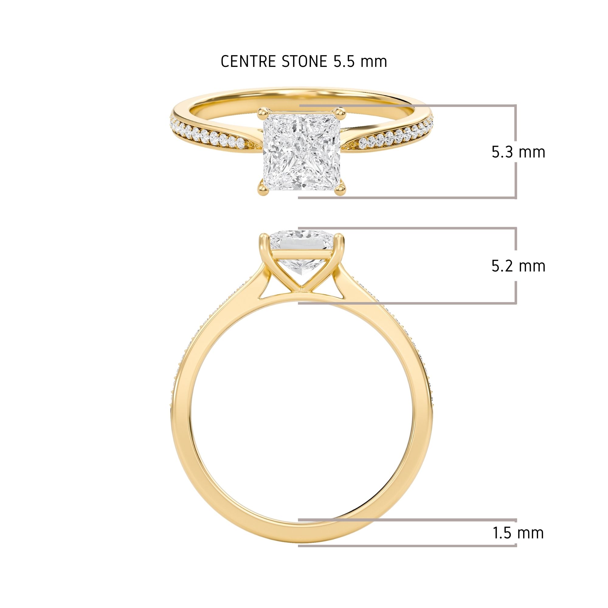 Princess Cathedral Pave Adorned Engagement Ring