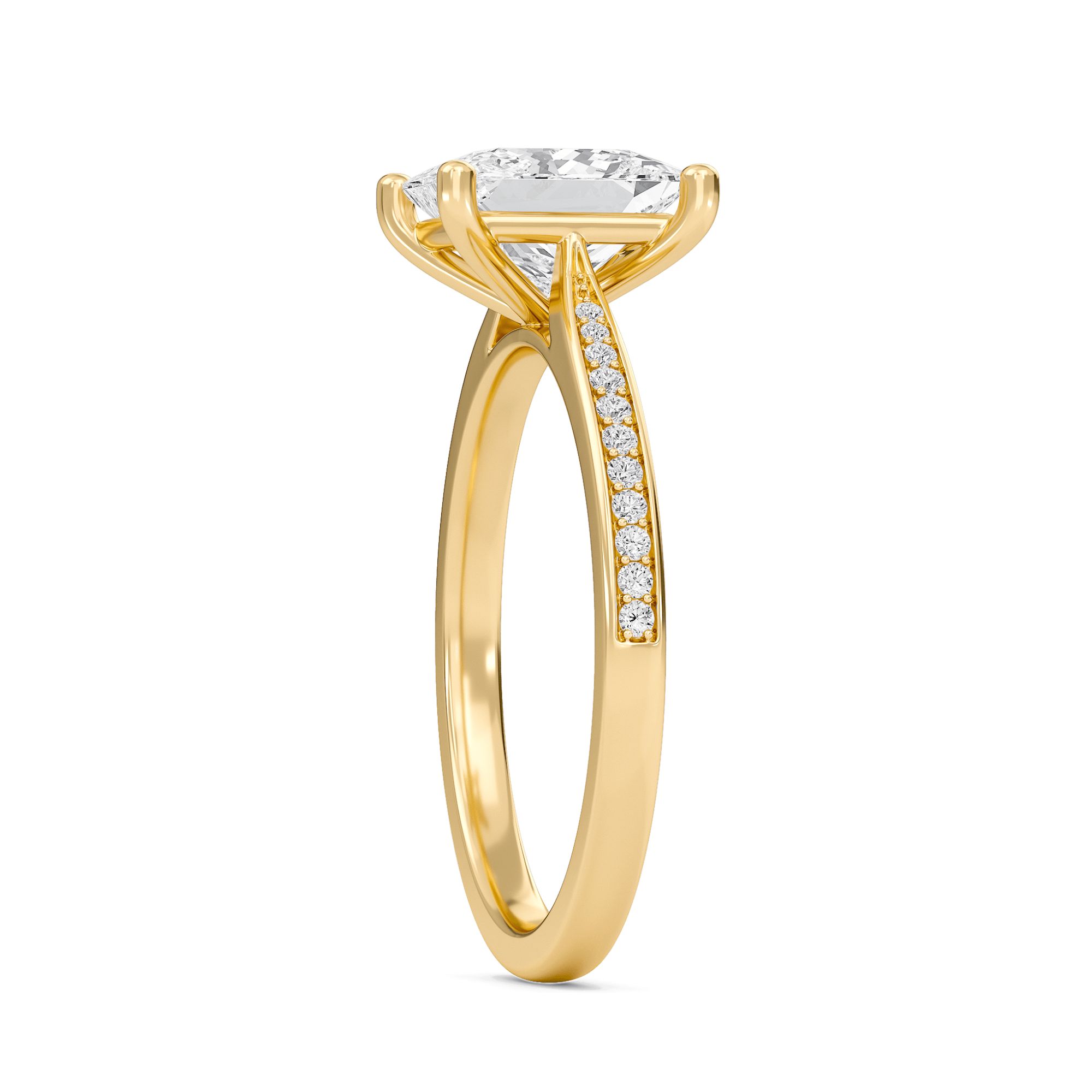 Princess Cathedral Pave Adorned Engagement Ring