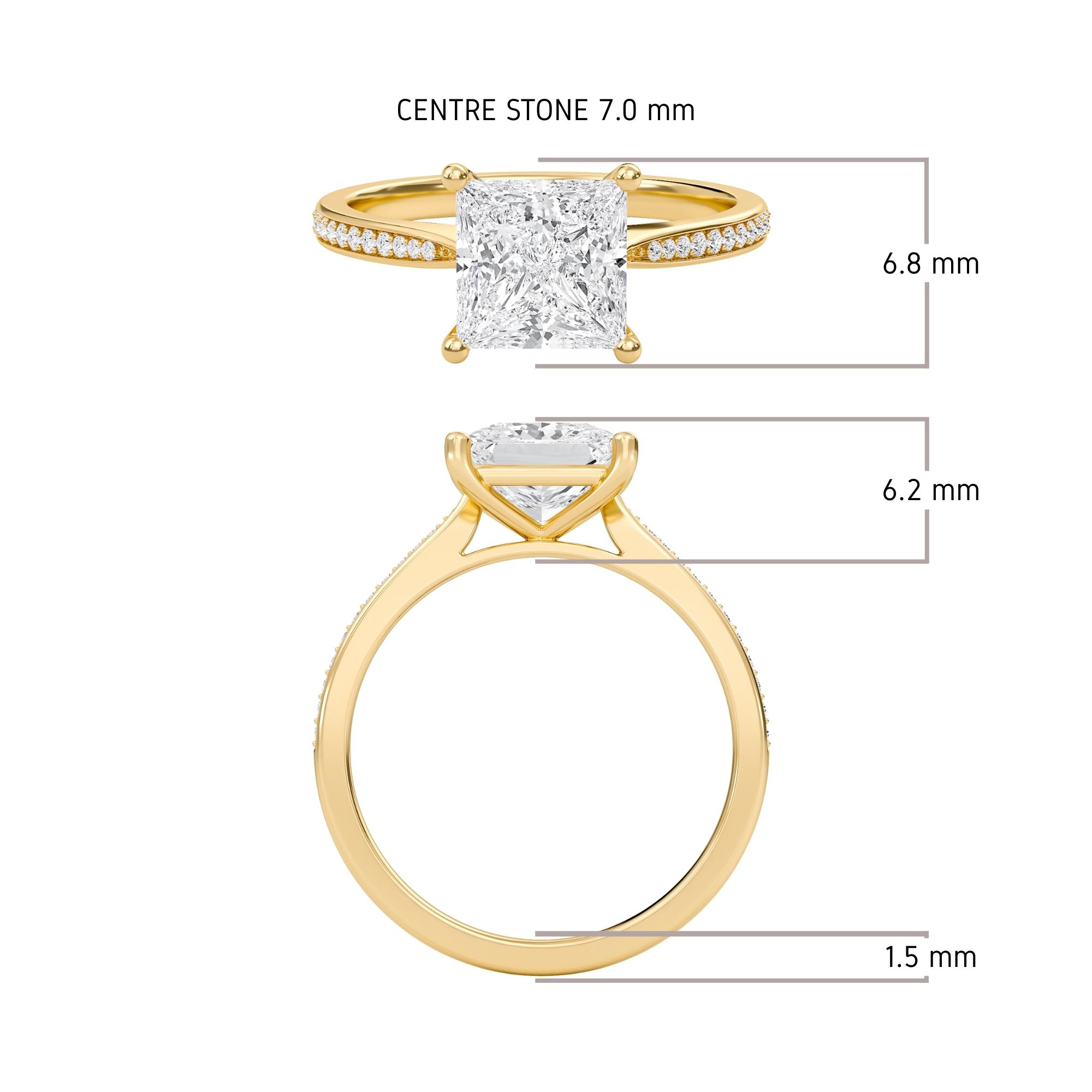 Princess Cathedral Pave Adorned Engagement Ring